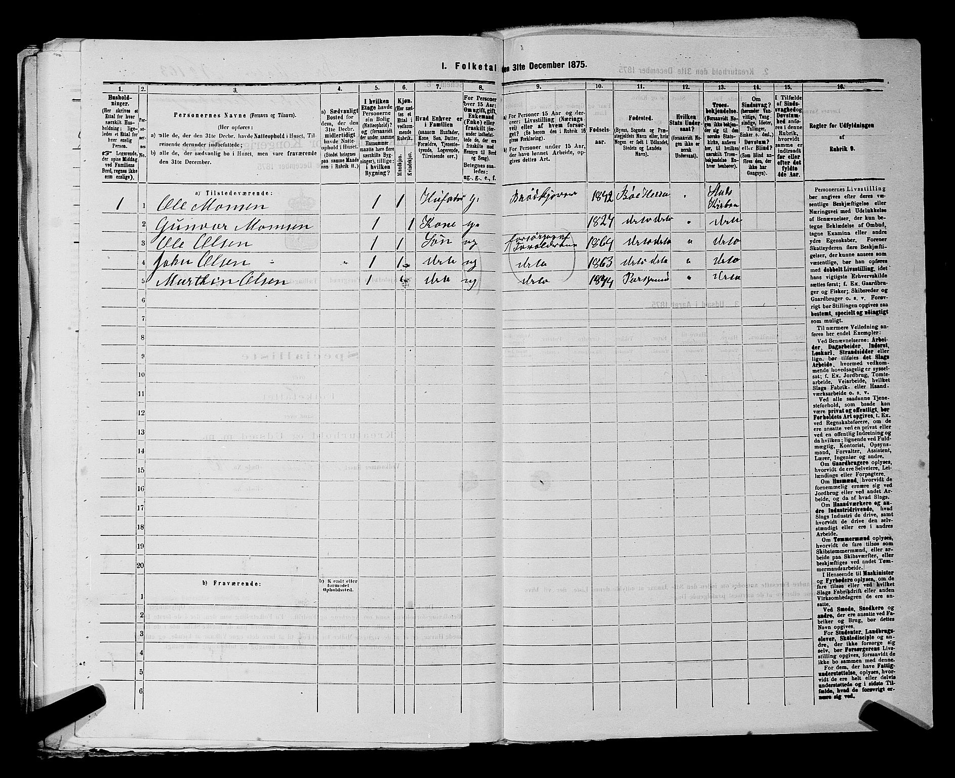 SAKO, 1875 census for 0805P Porsgrunn, 1875, p. 728