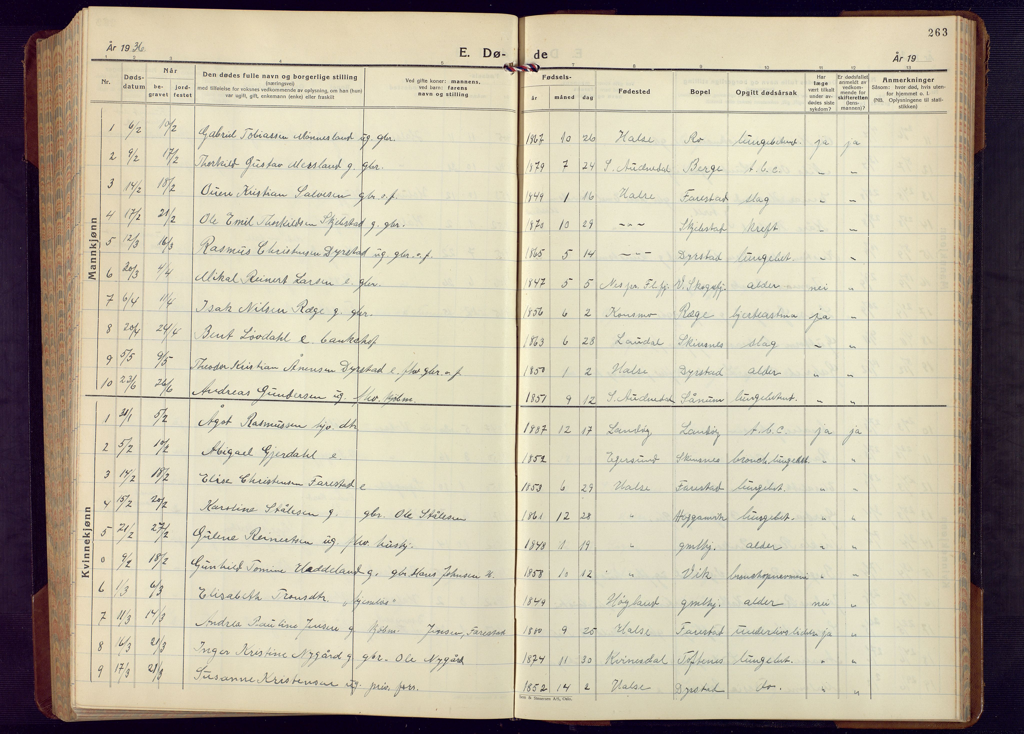 Mandal sokneprestkontor, AV/SAK-1111-0030/F/Fb/Fba/L0014: Parish register (copy) no. B 8, 1932-1952, p. 263