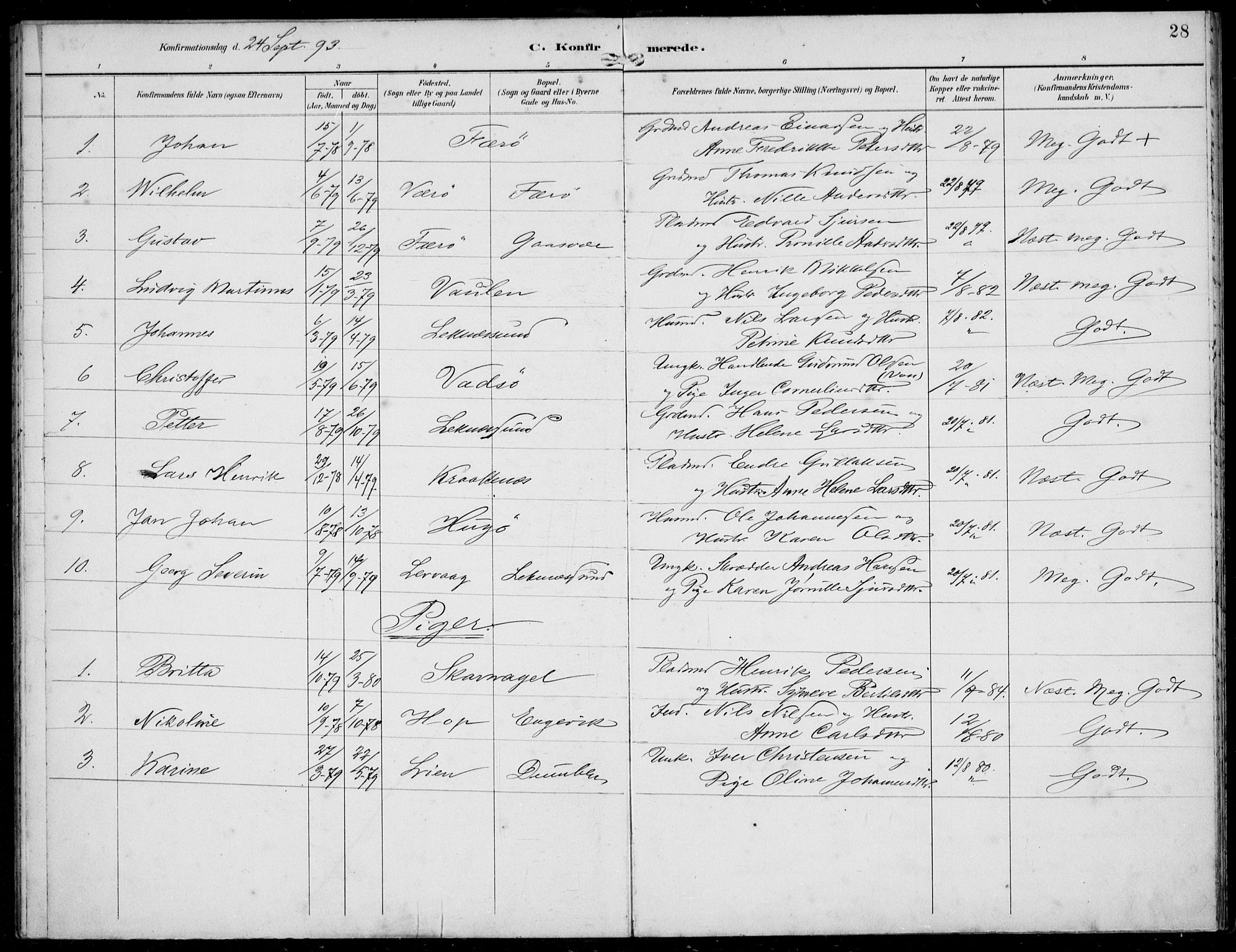 Solund sokneprestembete, SAB/A-81401: Parish register (official) no. B  1, 1891-1901, p. 28