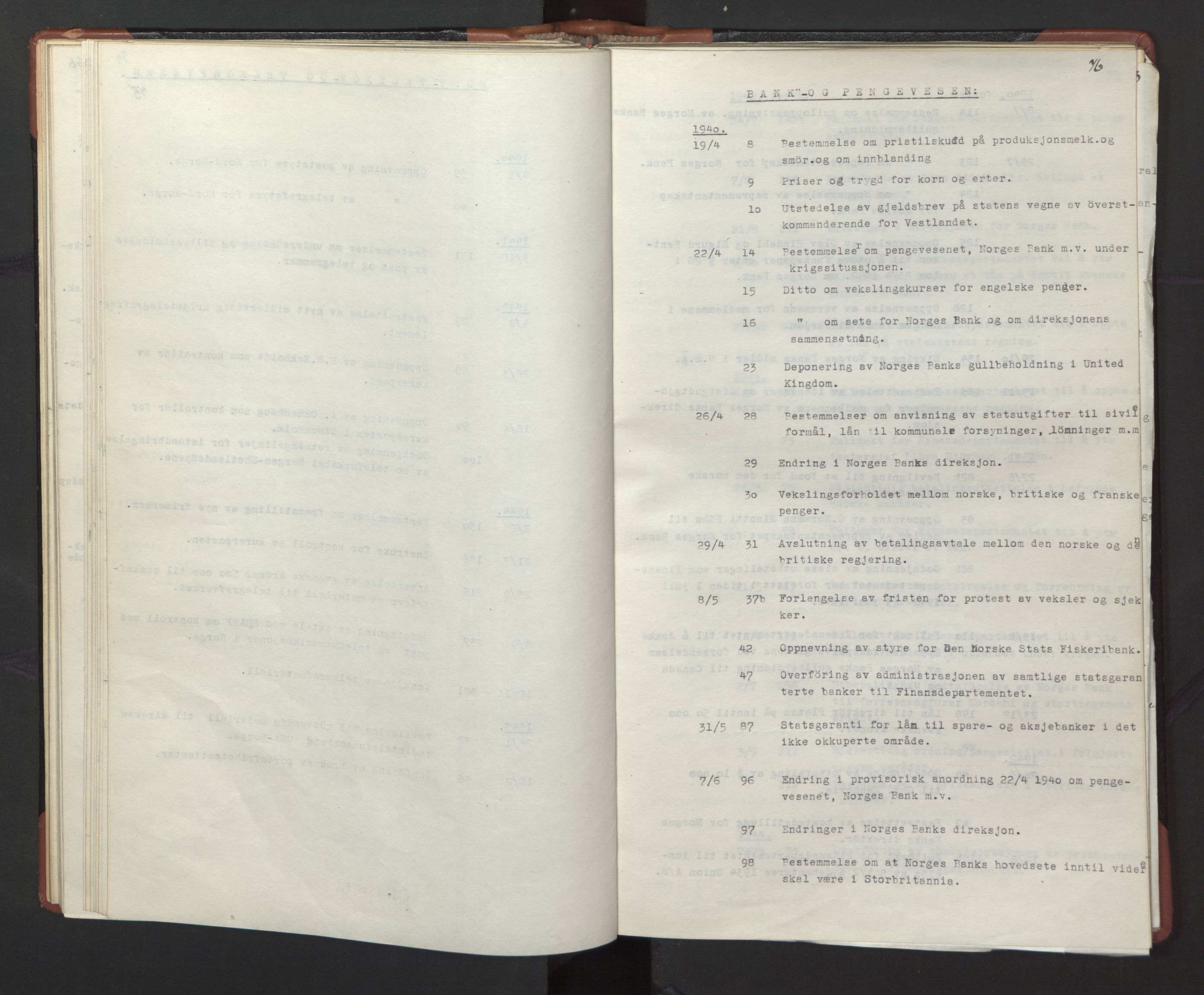 Statsrådssekretariatet, RA/S-1001/A/Ac/L0127: Register 9/4-25/5, 1940-1945, p. 81