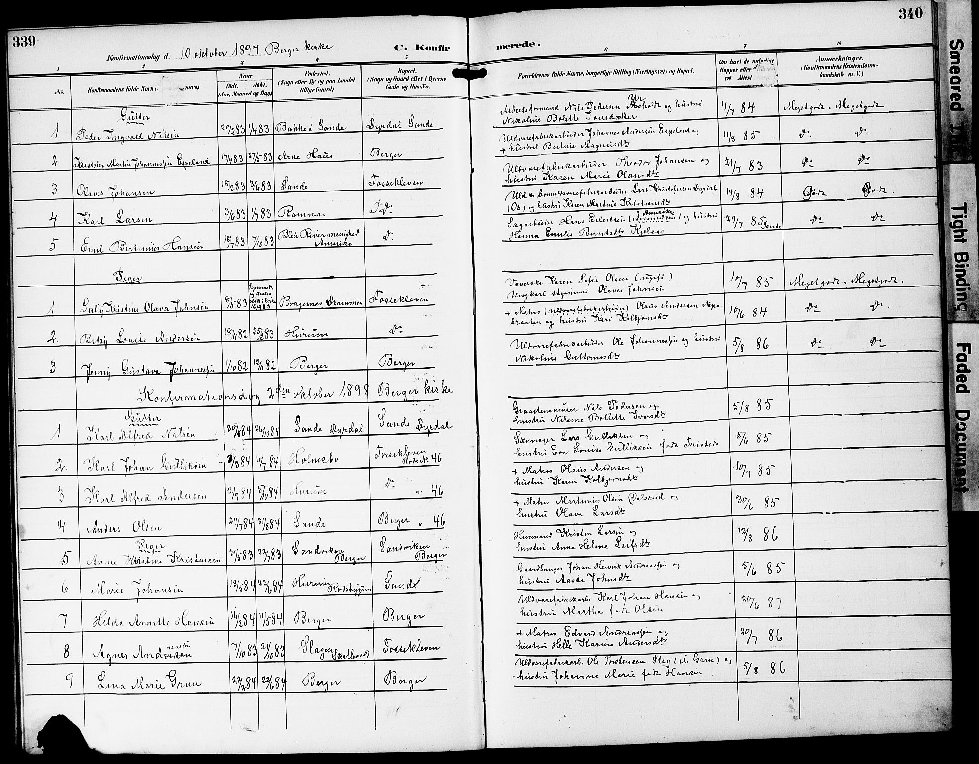 Strømm kirkebøker, AV/SAKO-A-322/G/Ga/L0004: Parish register (copy) no. I 4, 1897-1927, p. 339-340