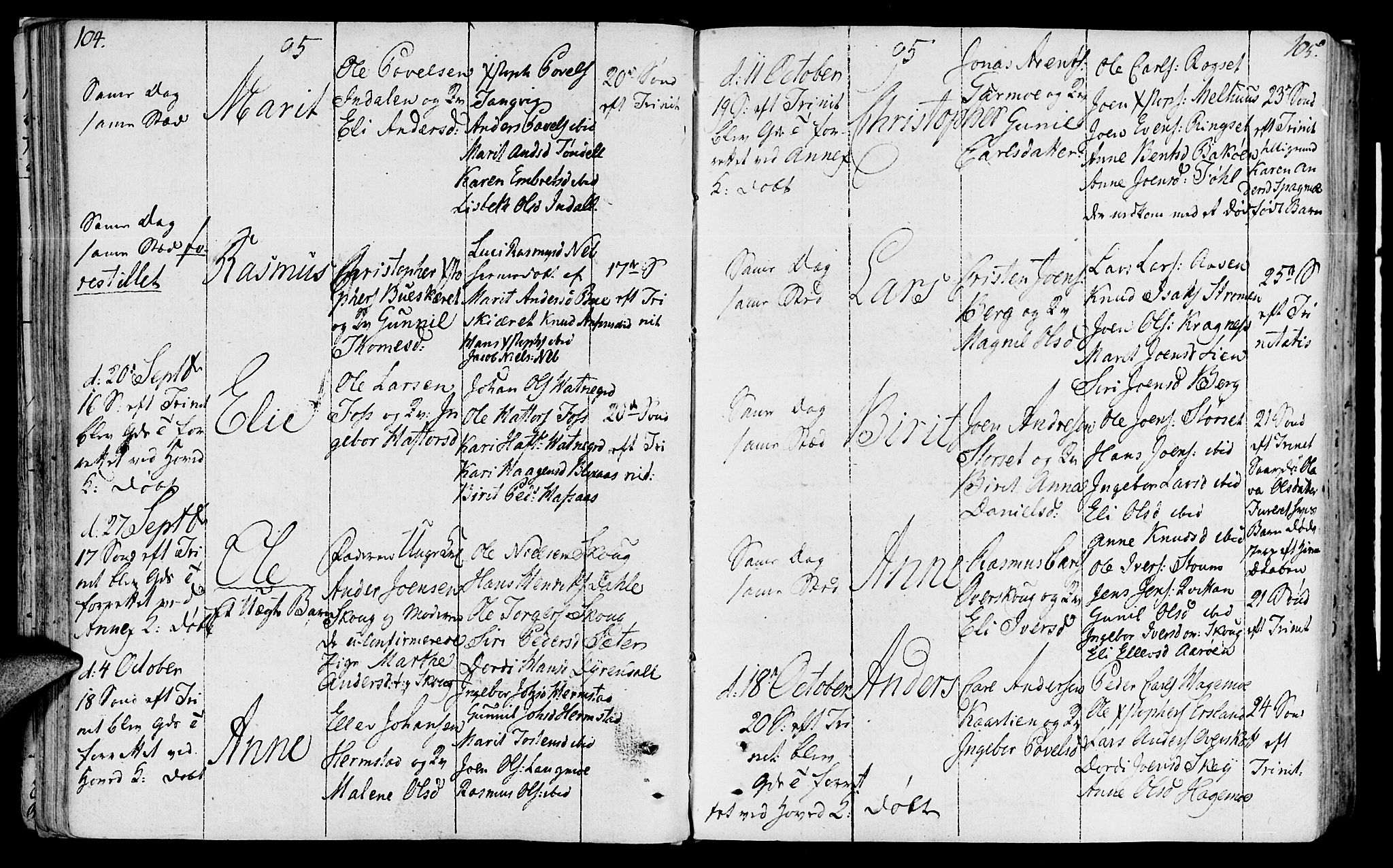 Ministerialprotokoller, klokkerbøker og fødselsregistre - Sør-Trøndelag, AV/SAT-A-1456/646/L0606: Parish register (official) no. 646A04, 1791-1805, p. 104-105