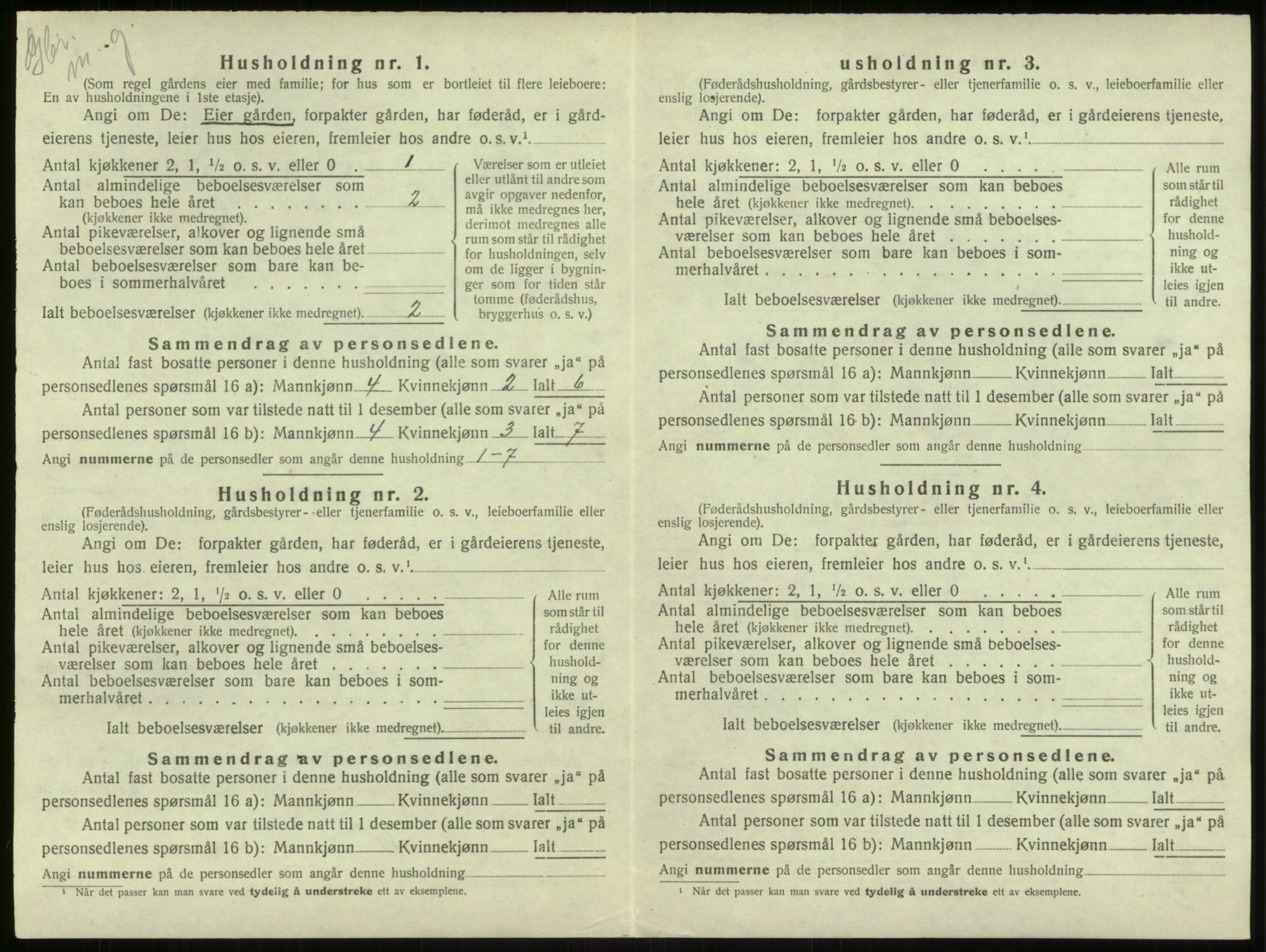 SAB, 1920 census for Haus, 1920, p. 250