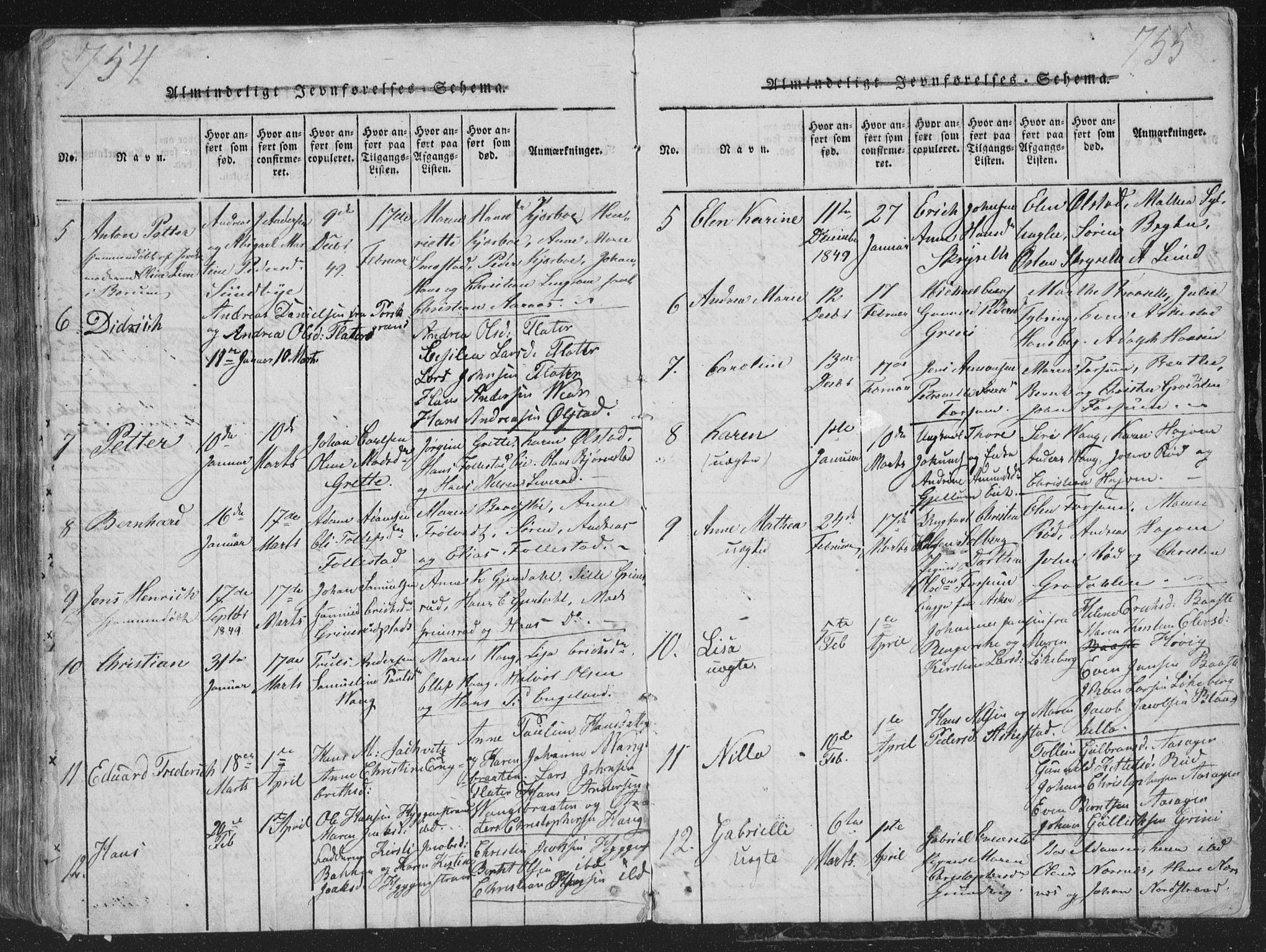 Røyken kirkebøker, AV/SAKO-A-241/G/Ga/L0003: Parish register (copy) no. 3, 1814-1856, p. 754-755