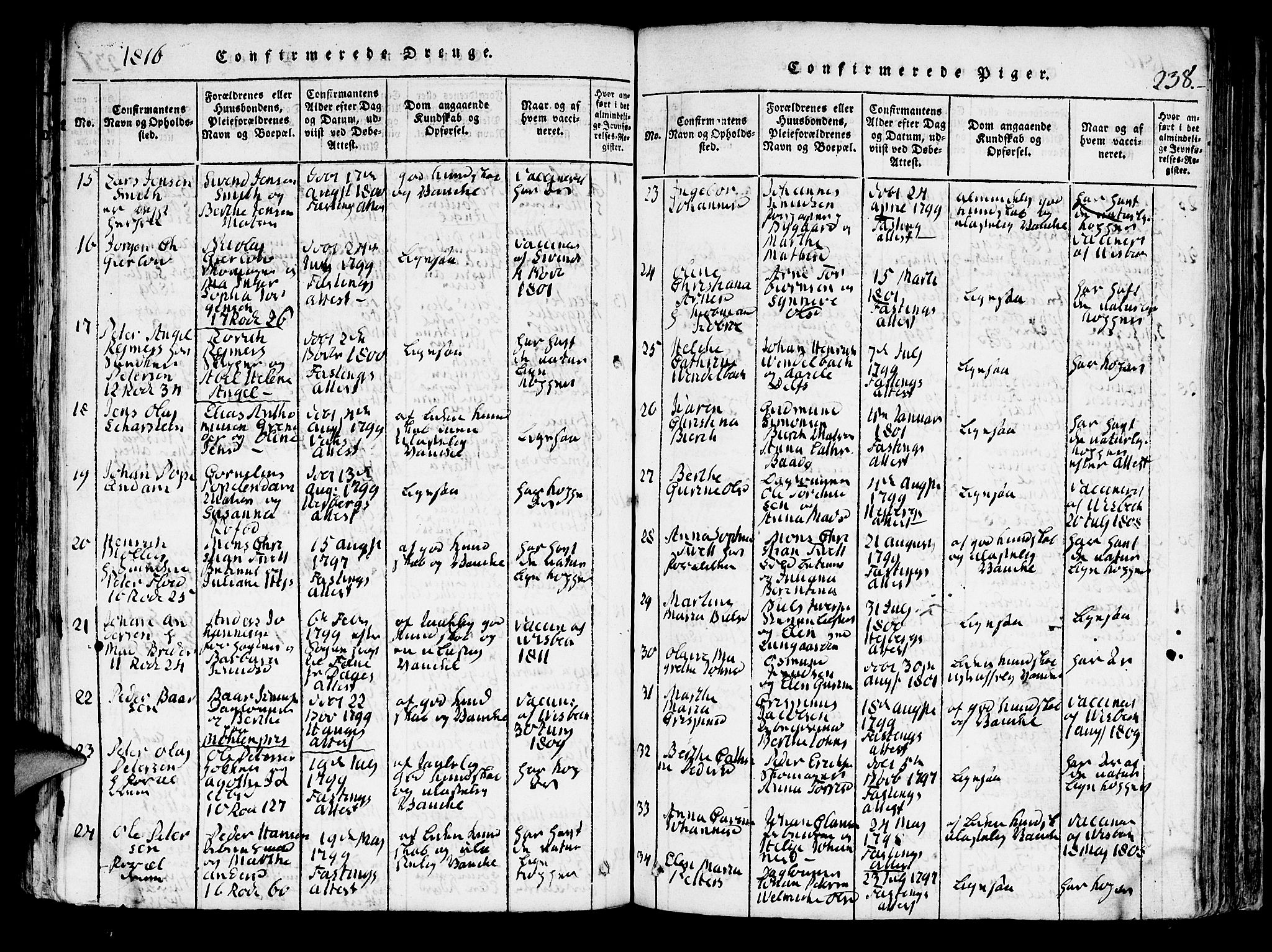 Domkirken sokneprestembete, AV/SAB-A-74801/H/Hab/L0001: Parish register (copy) no. A 1, 1816-1821, p. 238