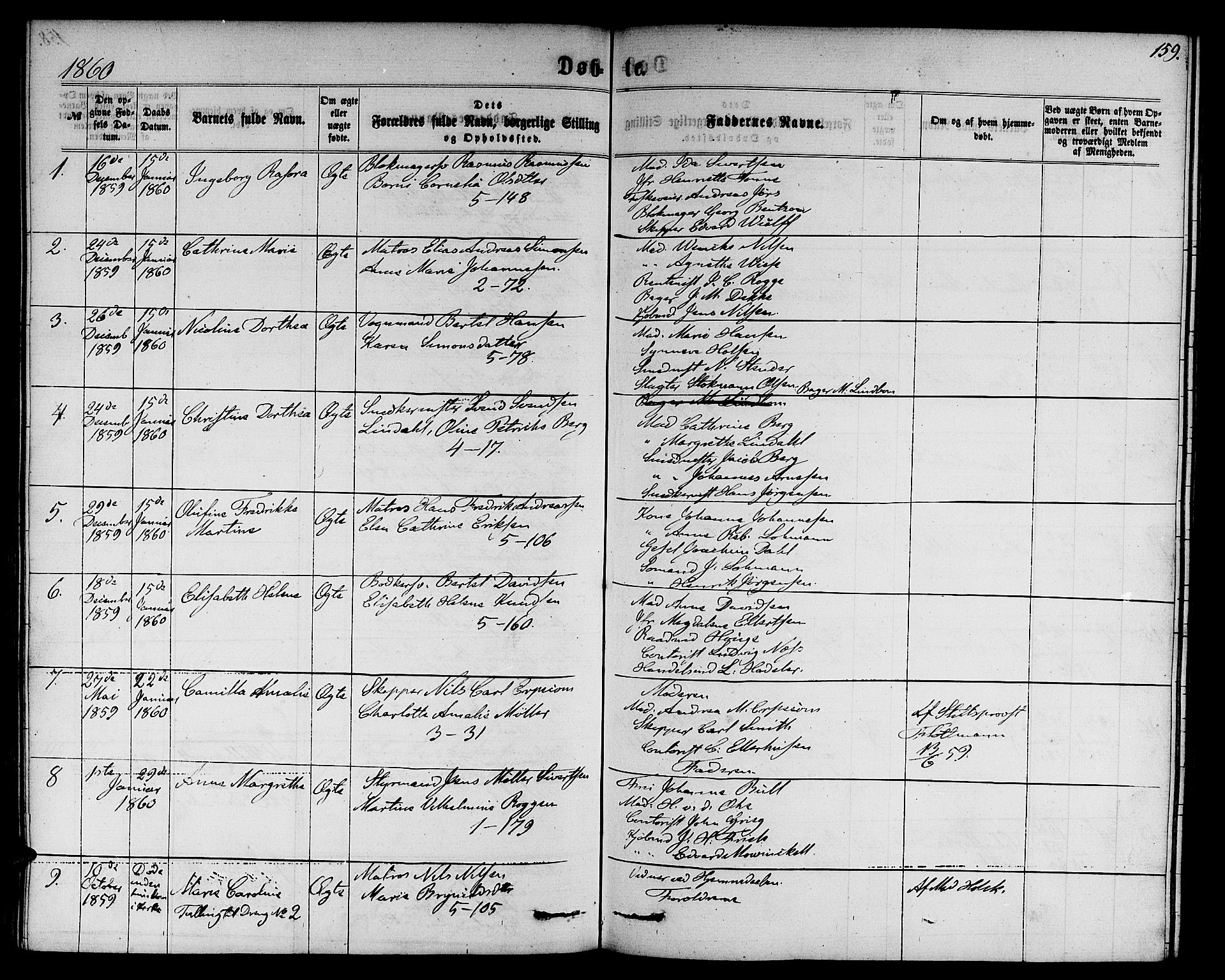 Nykirken Sokneprestembete, SAB/A-77101/H/Hab: Parish register (copy) no. B 2, 1859-1868, p. 159