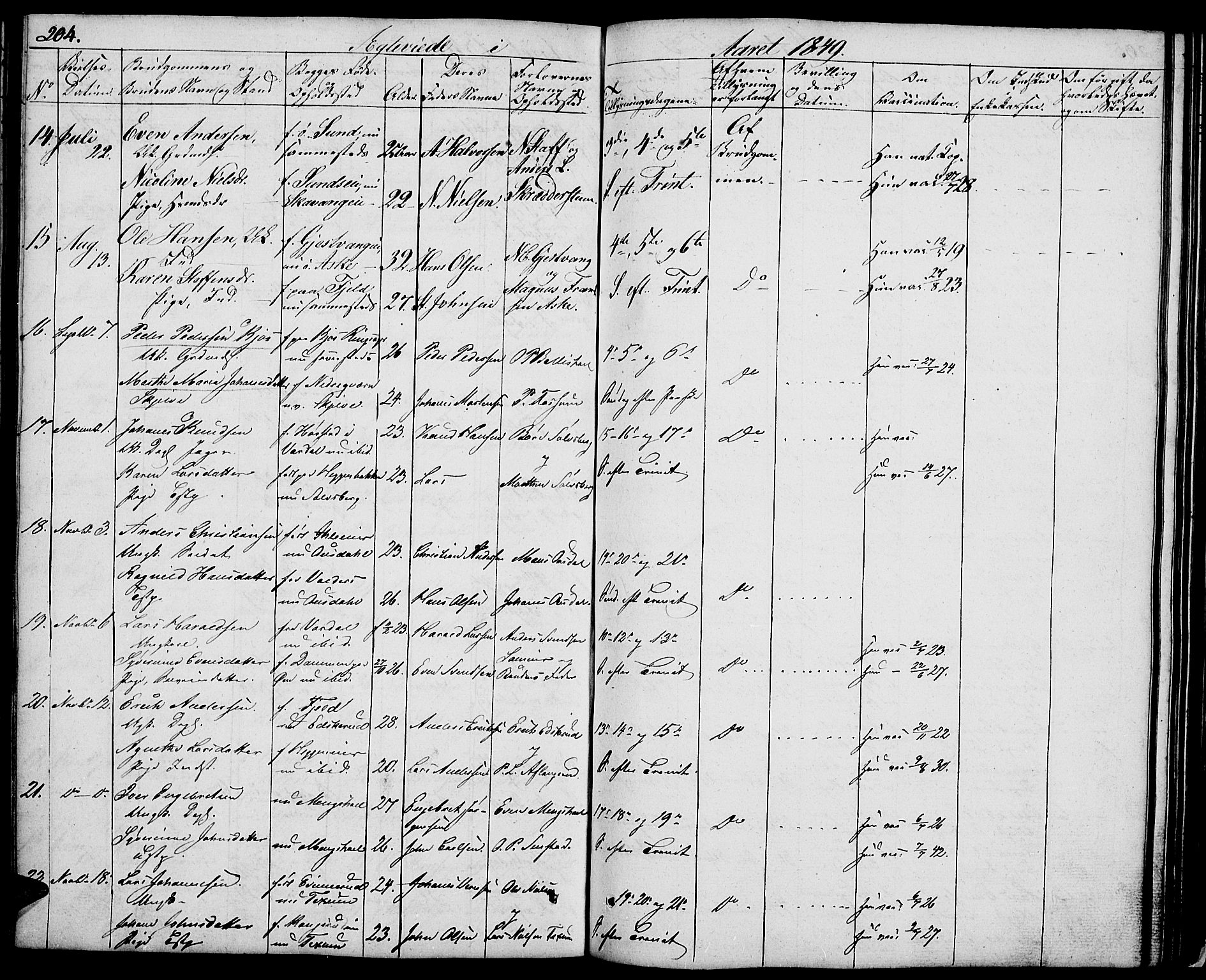 Nes prestekontor, Hedmark, AV/SAH-PREST-020/L/La/L0004: Parish register (copy) no. 4, 1832-1861, p. 204