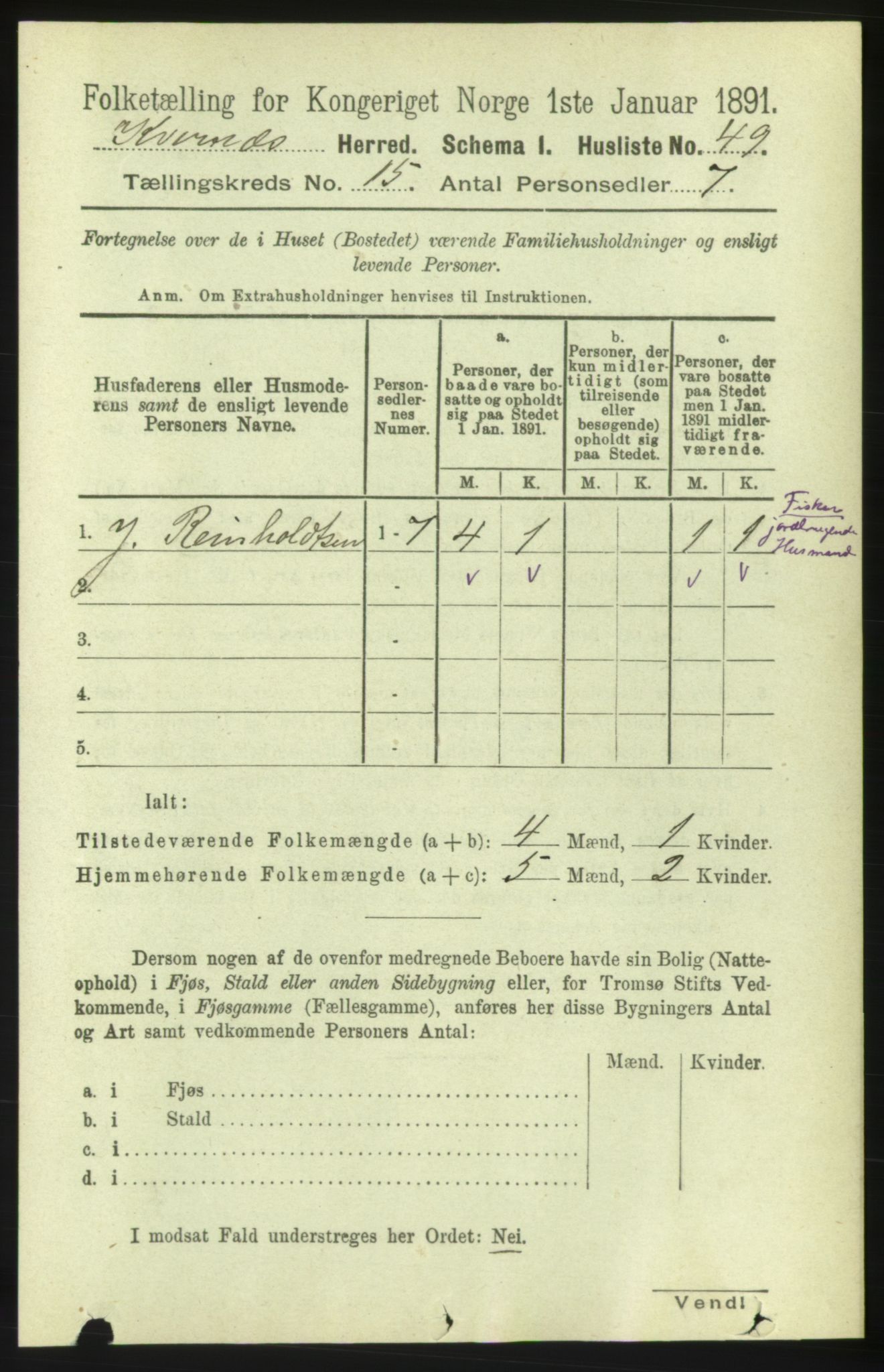 RA, 1891 census for 1553 Kvernes, 1891, p. 5944