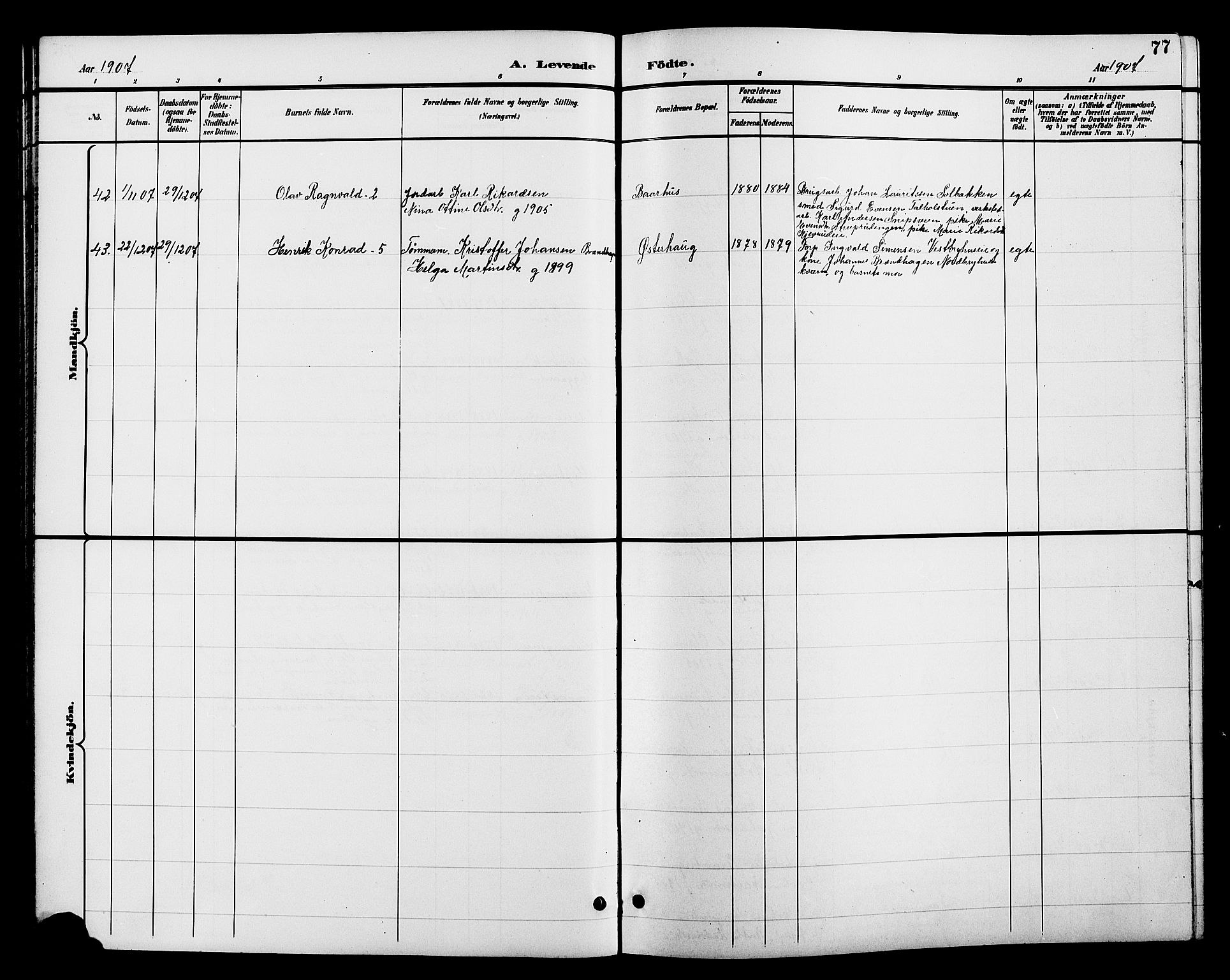 Romedal prestekontor, AV/SAH-PREST-004/L/L0012: Parish register (copy) no. 12, 1896-1914, p. 77