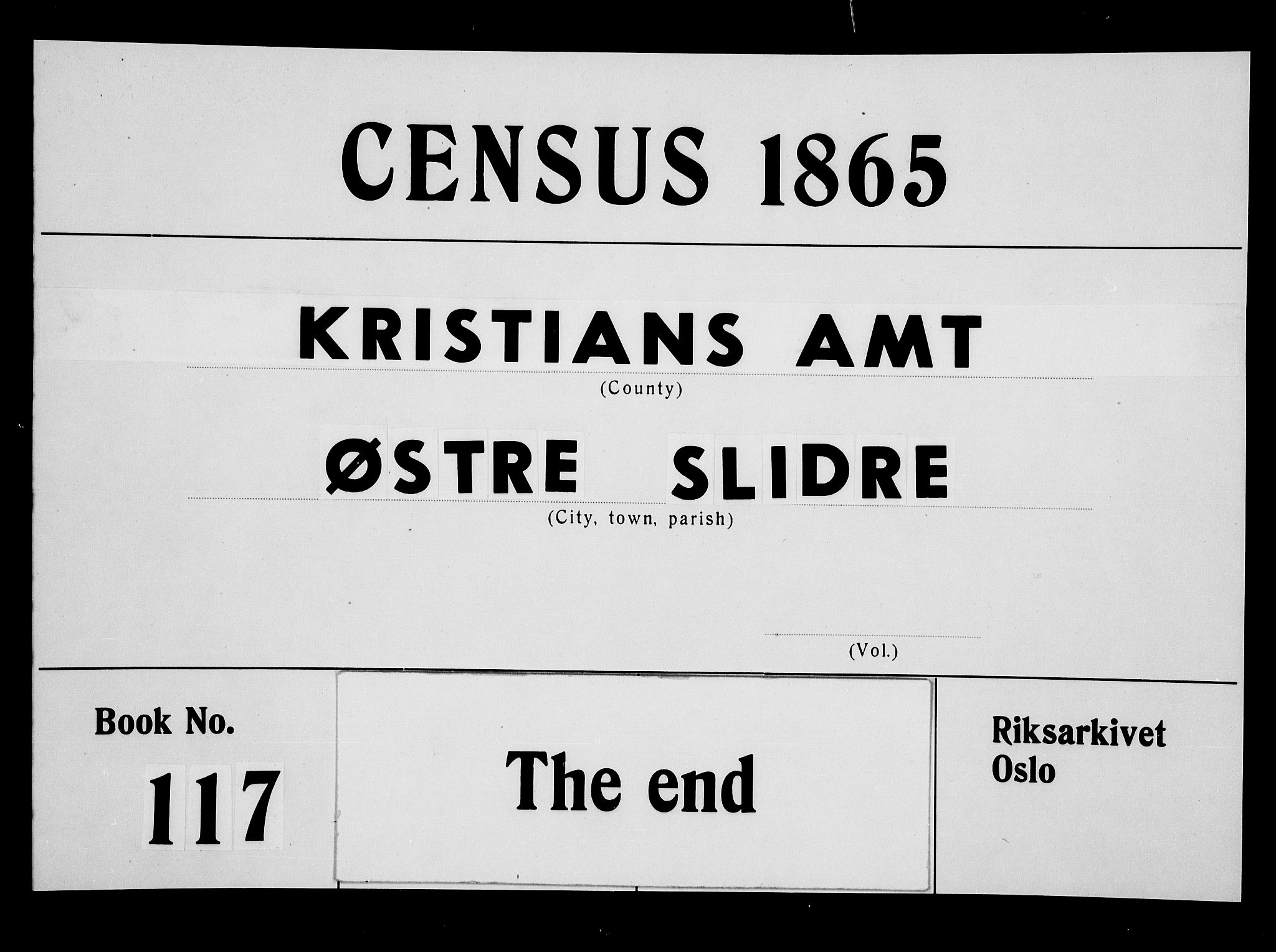 RA, 1865 census for Øystre Slidre, 1865, p. 121