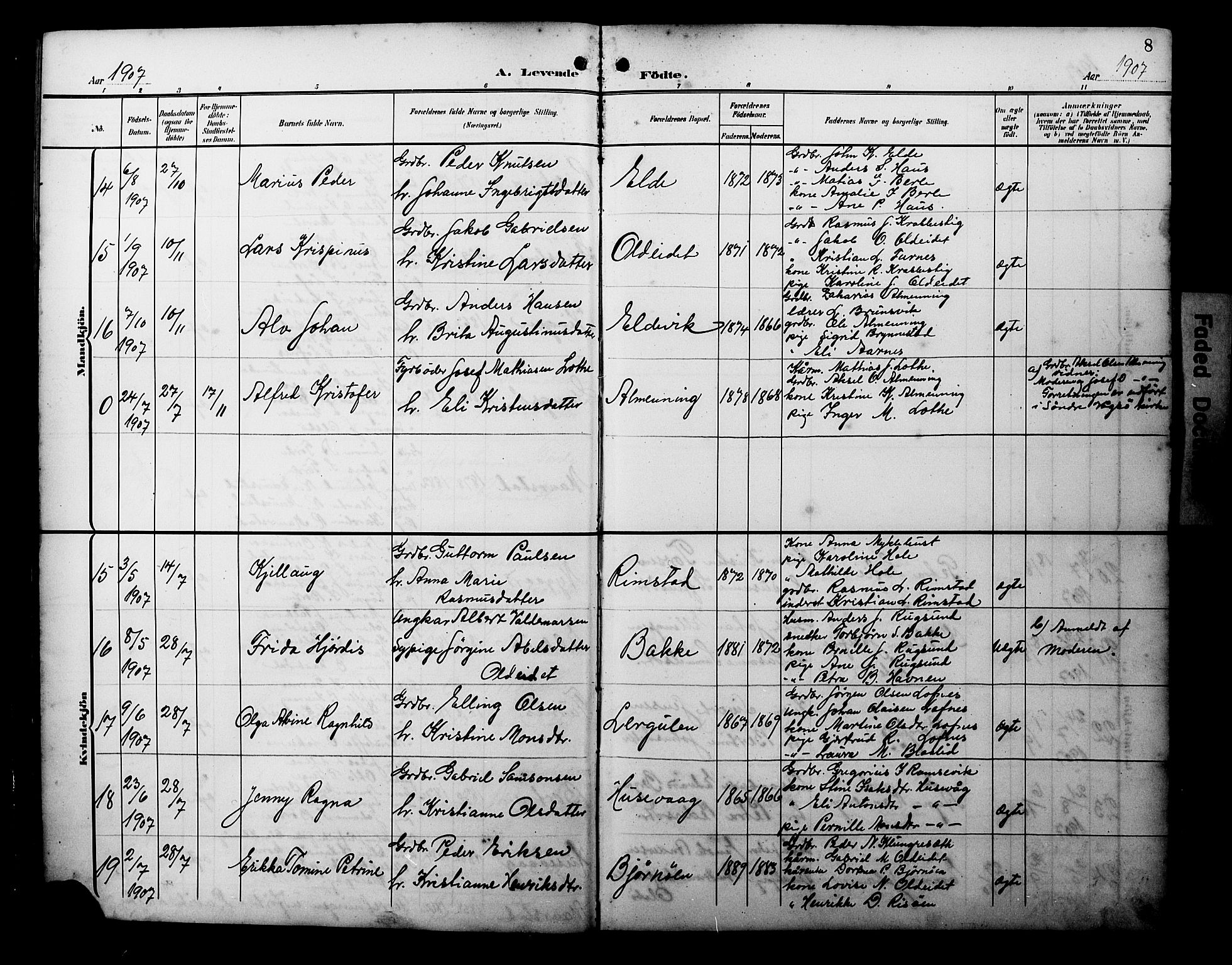 Davik sokneprestembete, AV/SAB-A-79701/H/Hab/Habc/L0003: Parish register (copy) no. C 3, 1907-1929, p. 8