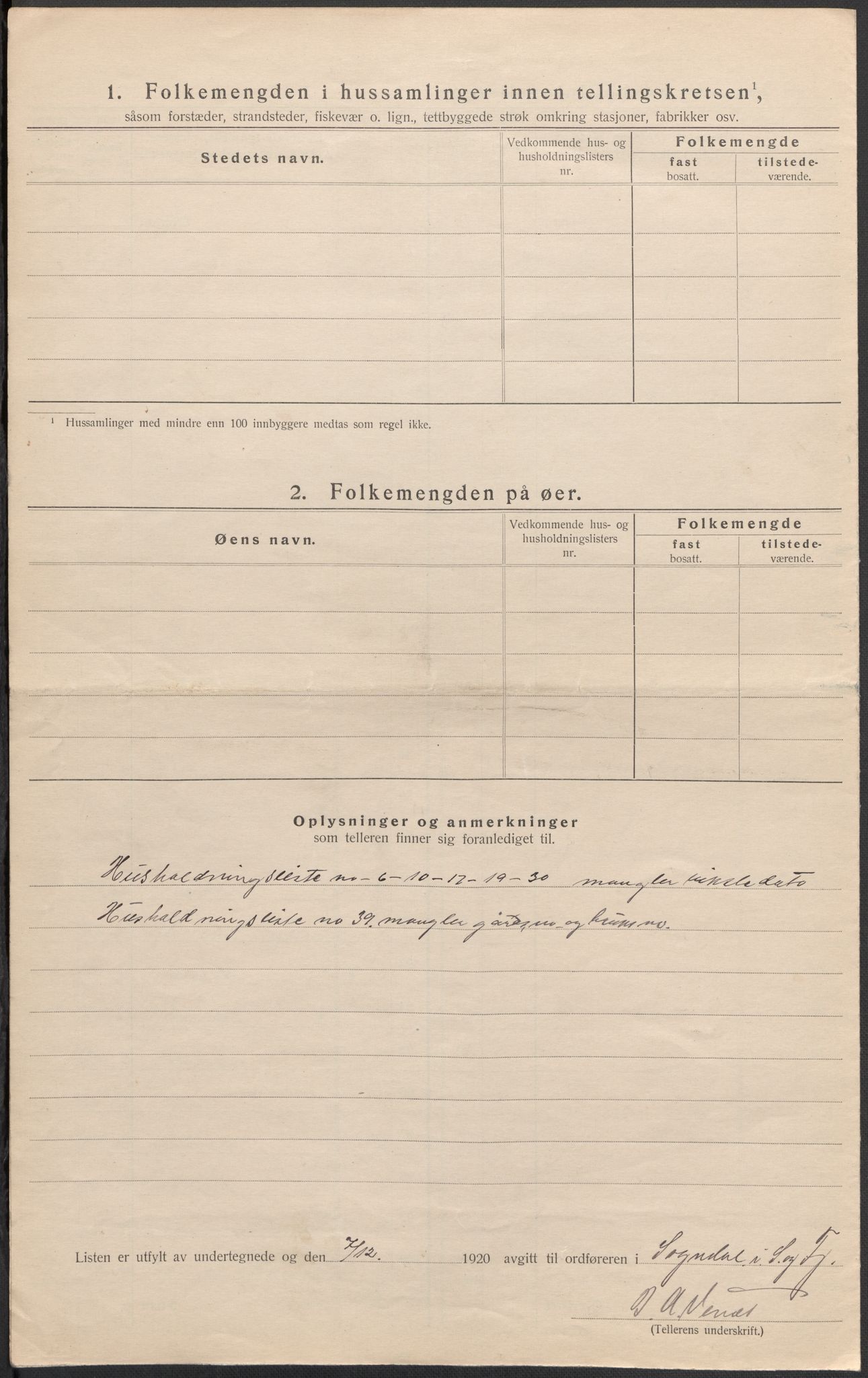 SAB, 1920 census for Sogndal, 1920, p. 58