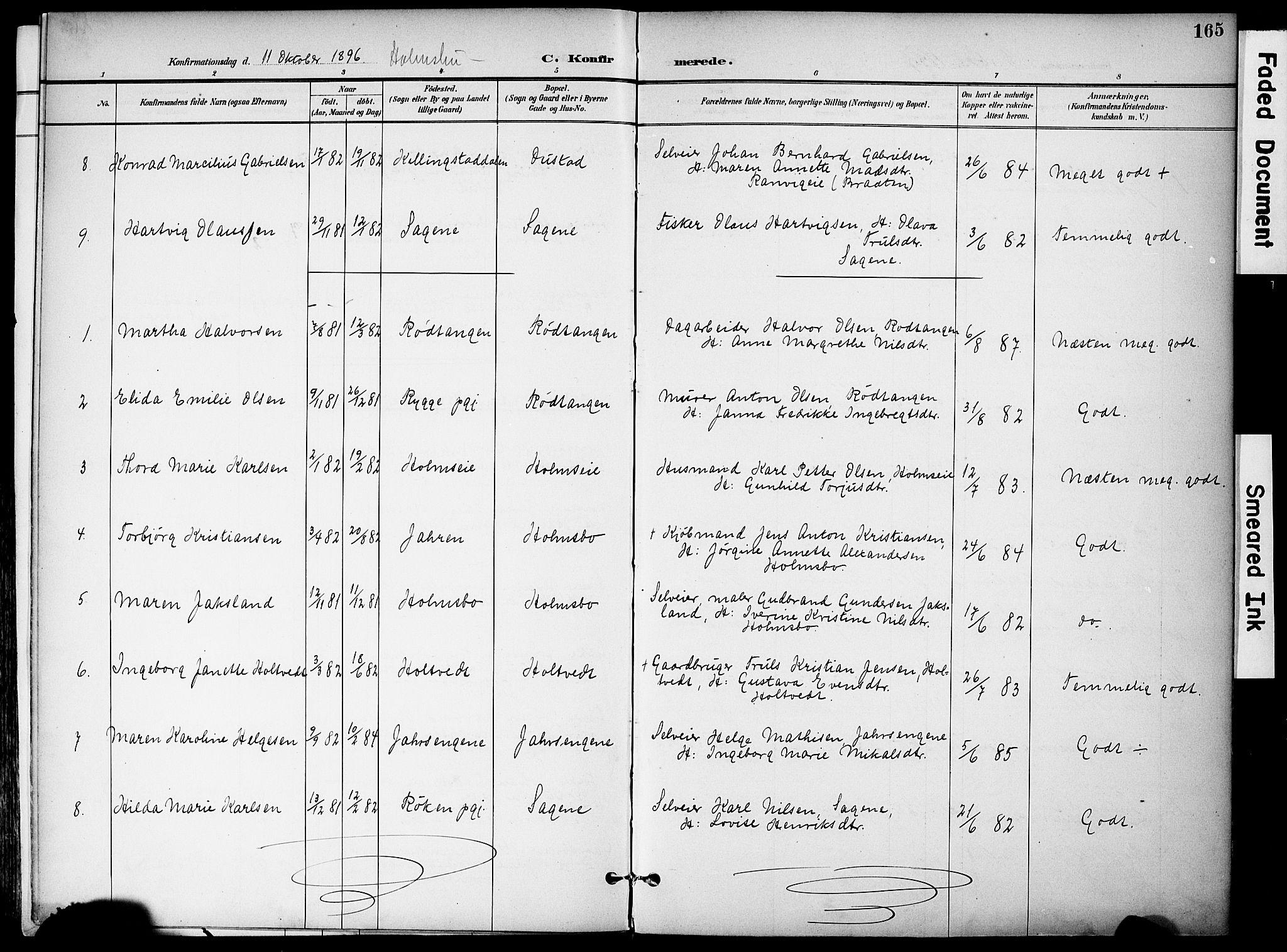 Hurum kirkebøker, SAKO/A-229/F/Fa/L0015: Parish register (official) no. 15, 1896-1908, p. 165