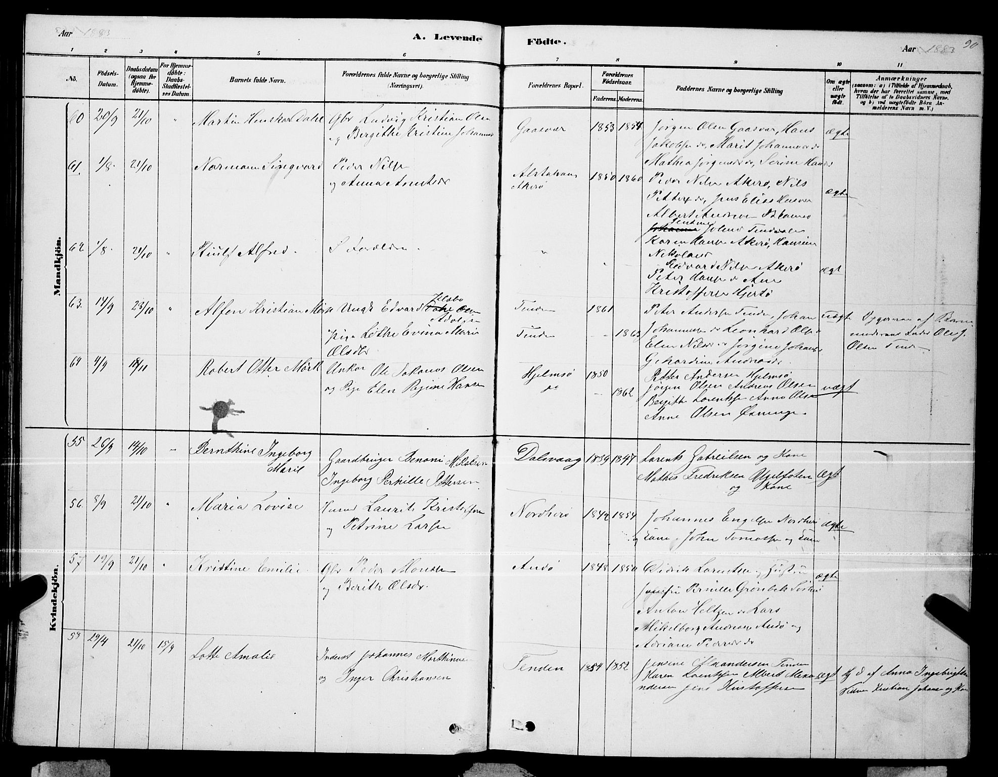 Ministerialprotokoller, klokkerbøker og fødselsregistre - Nordland, AV/SAT-A-1459/834/L0513: Parish register (copy) no. 834C04, 1877-1892, p. 90