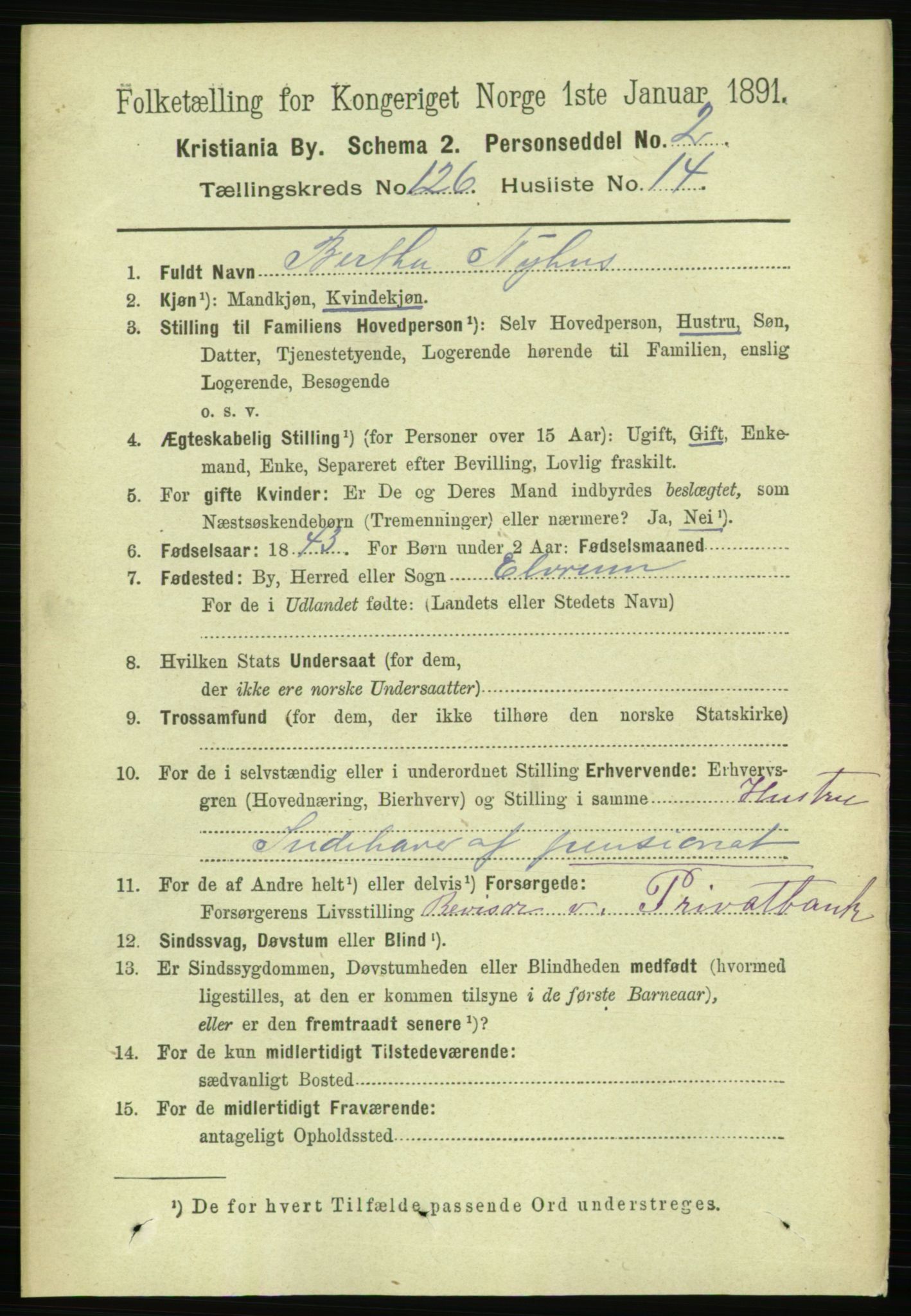 RA, 1891 census for 0301 Kristiania, 1891, p. 67606