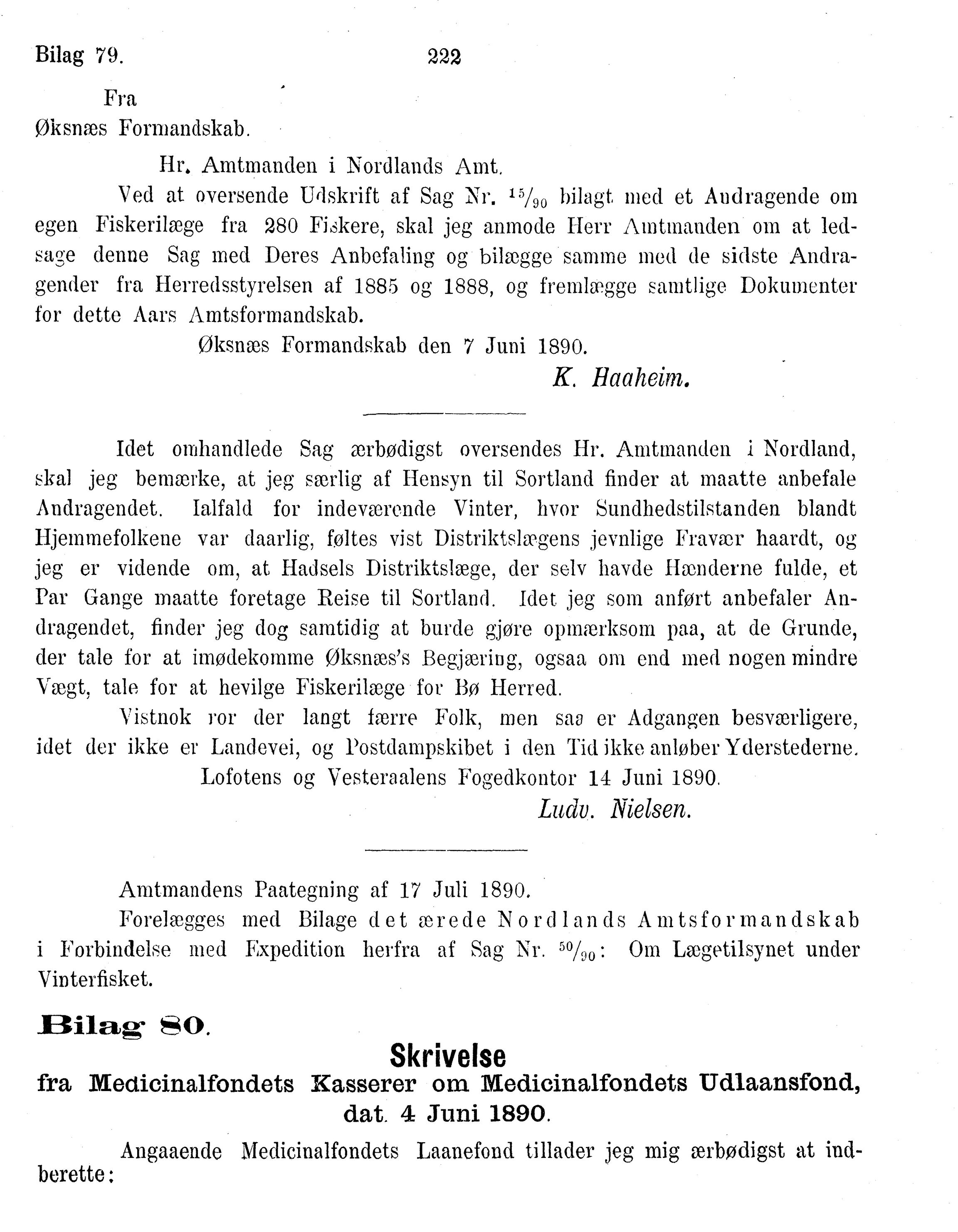 Nordland Fylkeskommune. Fylkestinget, AIN/NFK-17/176/A/Ac/L0015: Fylkestingsforhandlinger 1886-1890, 1886-1890