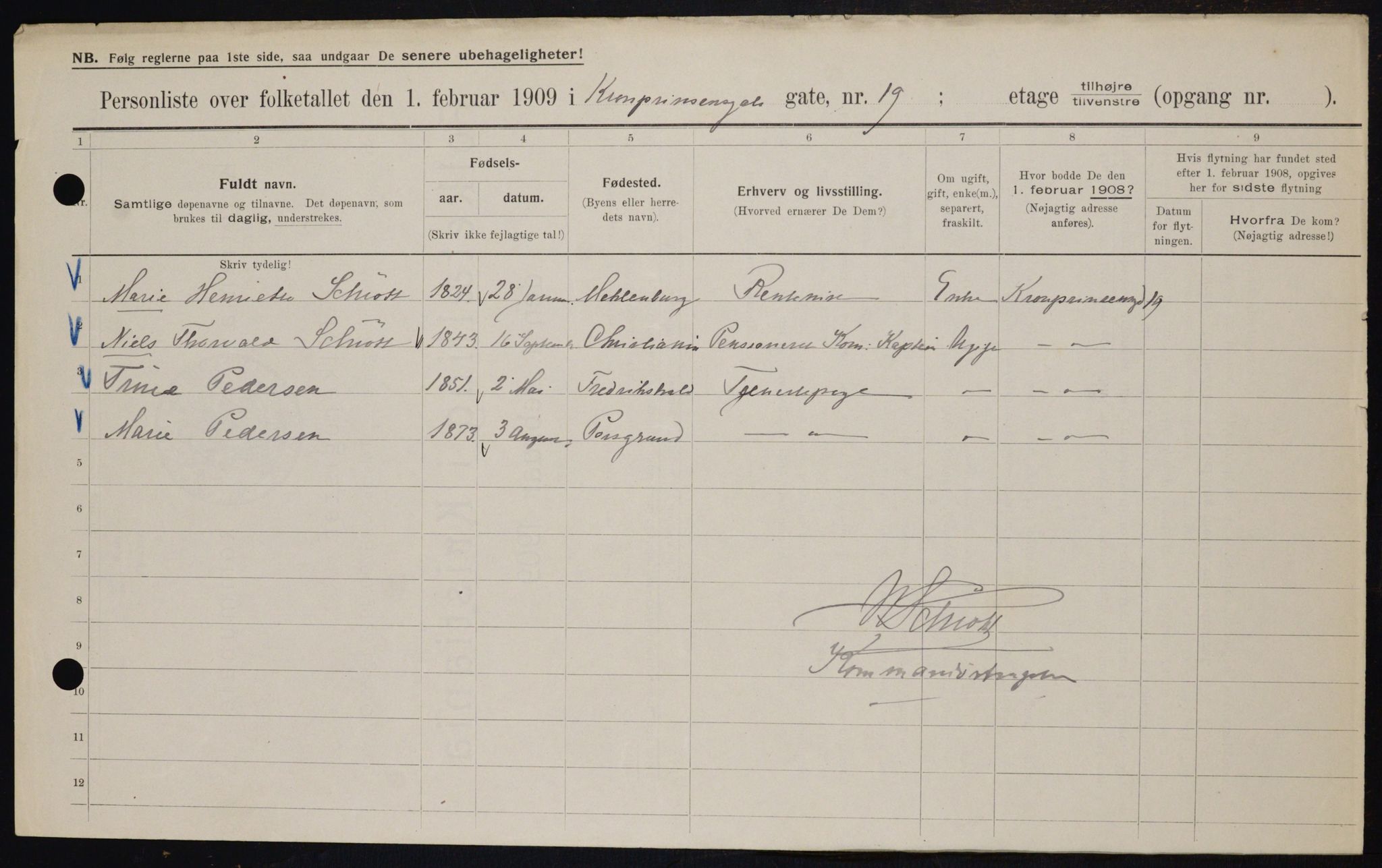 OBA, Municipal Census 1909 for Kristiania, 1909, p. 50186