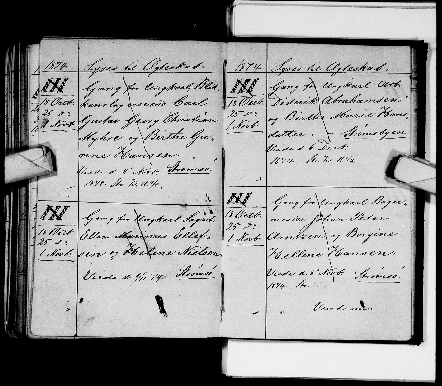 Strømsø kirkebøker, AV/SAKO-A-246/H/Ha/L0003: Banns register no. 3, 1866-1874