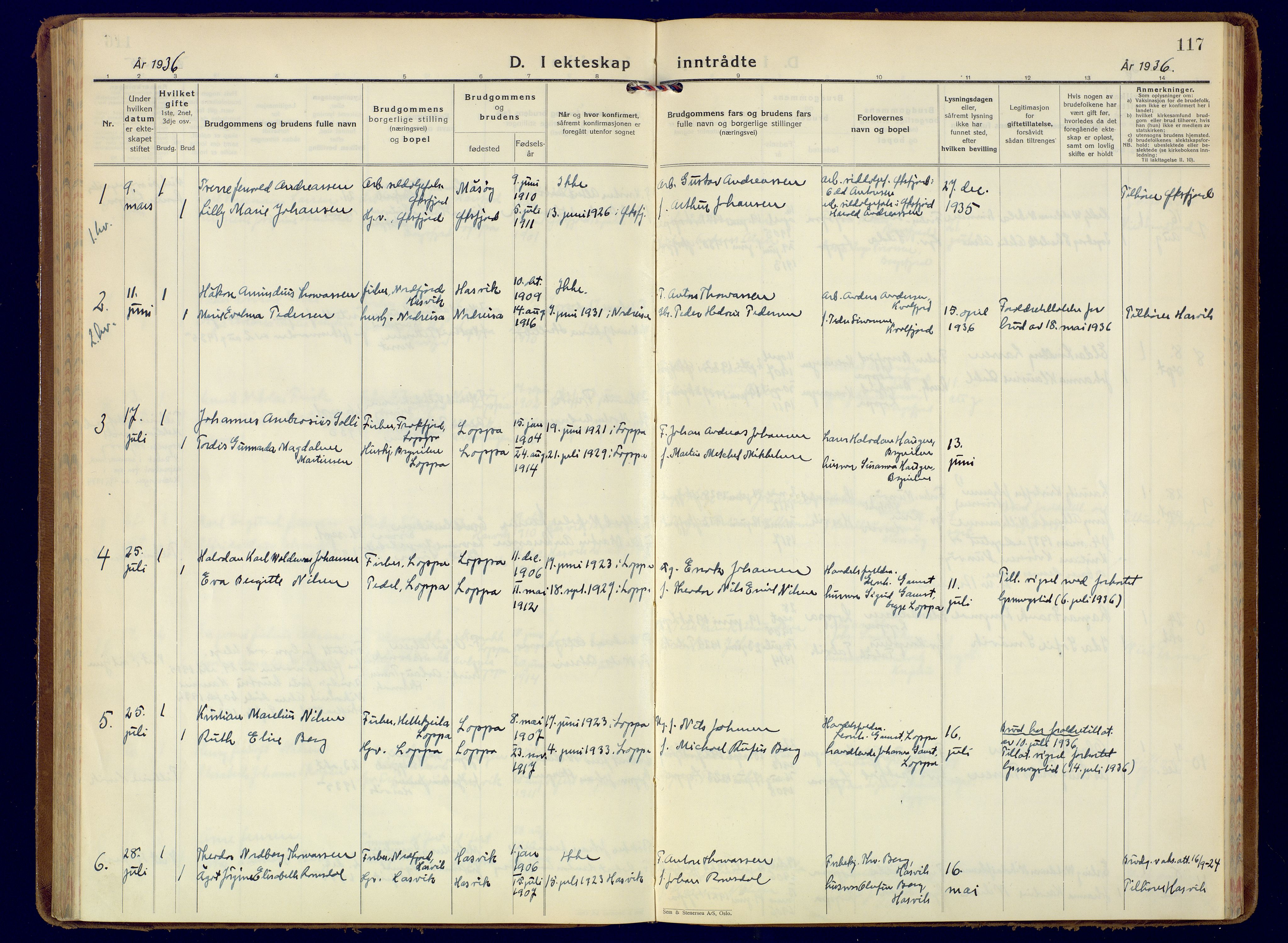 Loppa sokneprestkontor, AV/SATØ-S-1339/H/Ha/L0014kirke: Parish register (official) no. 14, 1933-1942, p. 117