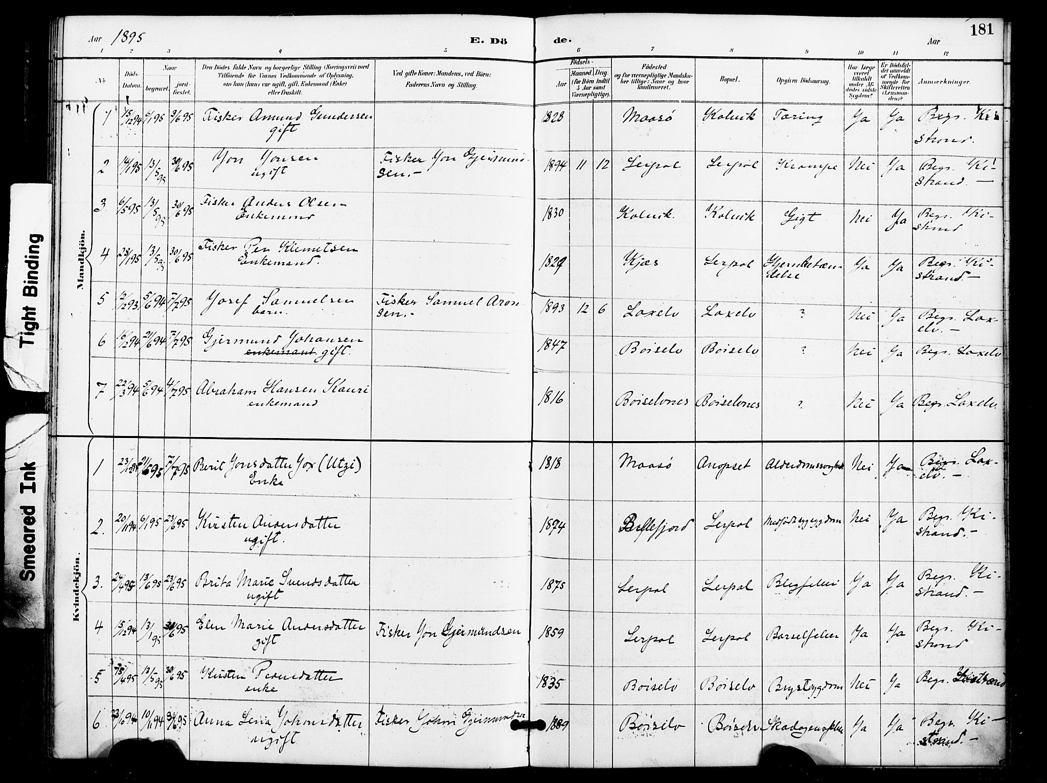 Kistrand/Porsanger sokneprestembete, SATØ/S-1351/H/Ha/L0008.kirke: Parish register (official) no. 8, 1890-1898, p. 181