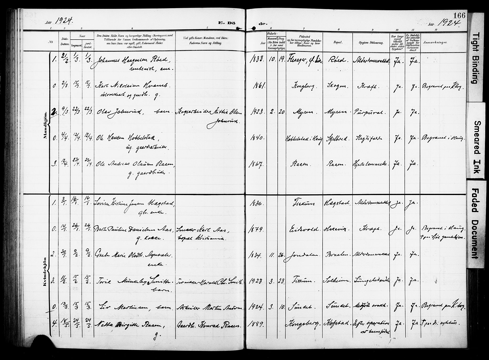 Fiskum kirkebøker, AV/SAKO-A-15/F/Fa/L0004: Parish register (official) no. 4, 1906-1924, p. 166