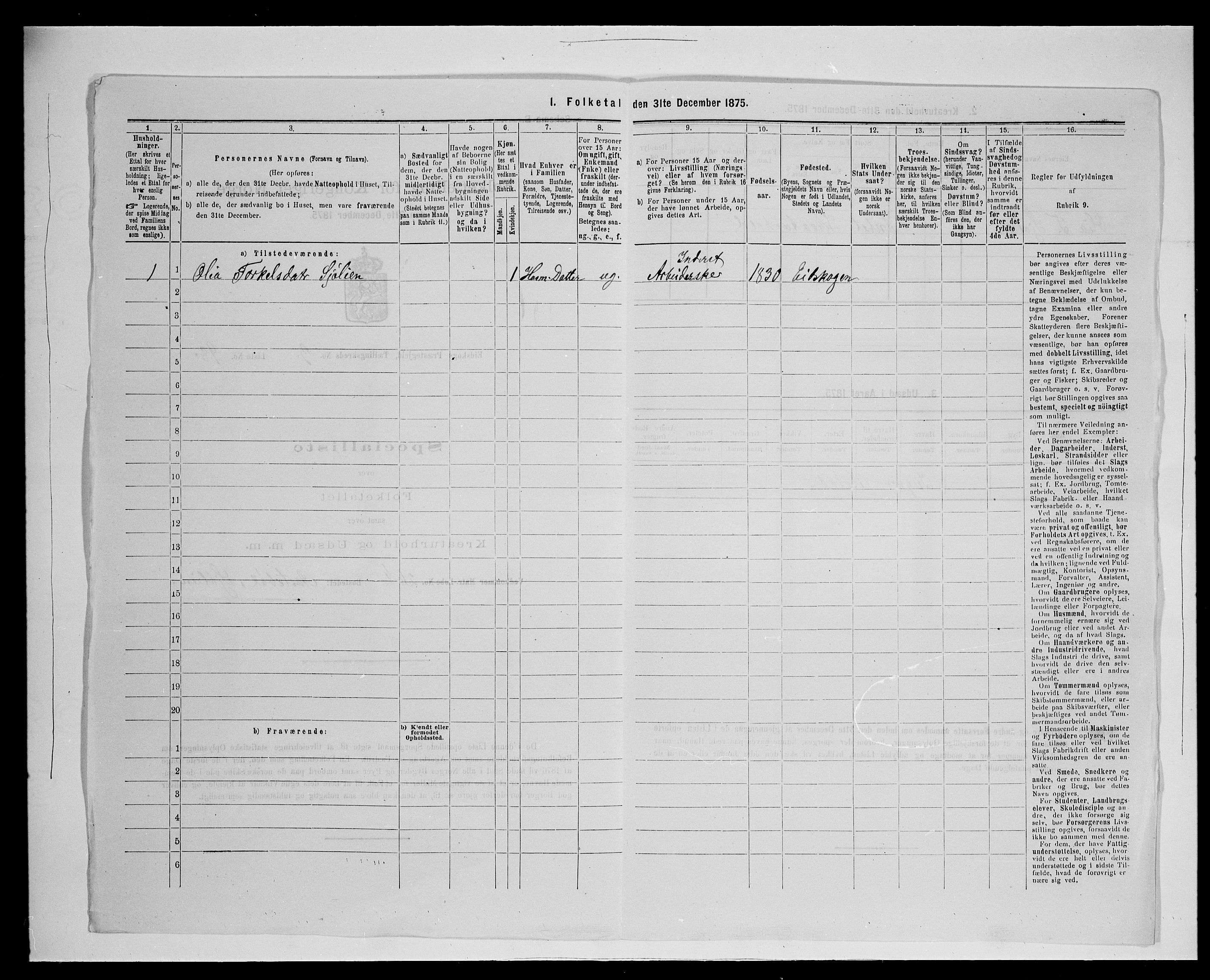 SAH, 1875 census for 0420P Eidskog, 1875, p. 666