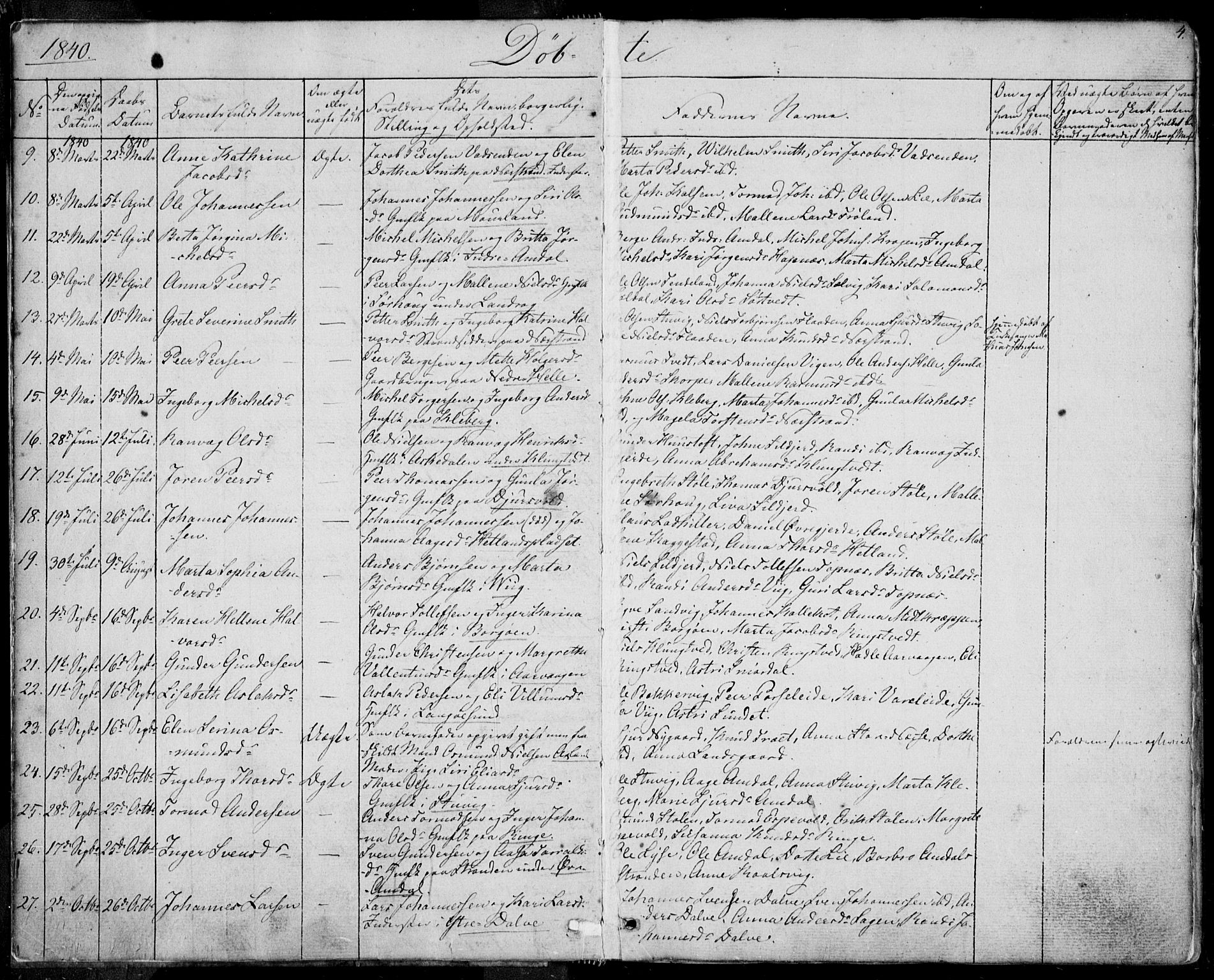Nedstrand sokneprestkontor, SAST/A-101841/01/IV: Parish register (official) no. A 8, 1839-1860, p. 4