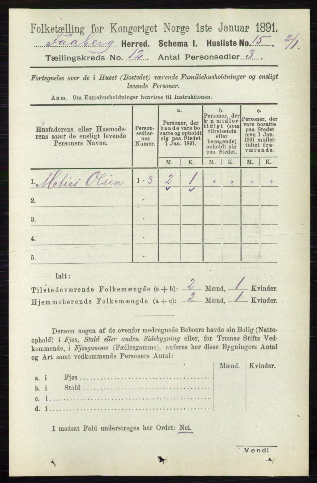 RA, 1891 census for 0524 Fåberg, 1891, p. 4707