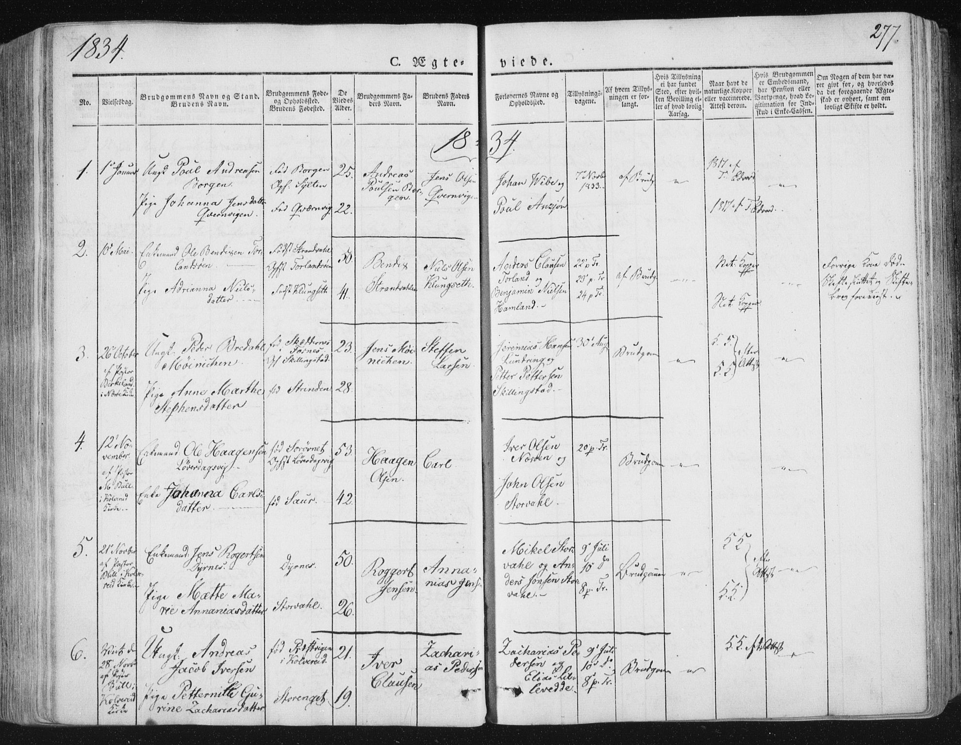 Ministerialprotokoller, klokkerbøker og fødselsregistre - Nord-Trøndelag, SAT/A-1458/784/L0669: Parish register (official) no. 784A04, 1829-1859, p. 277