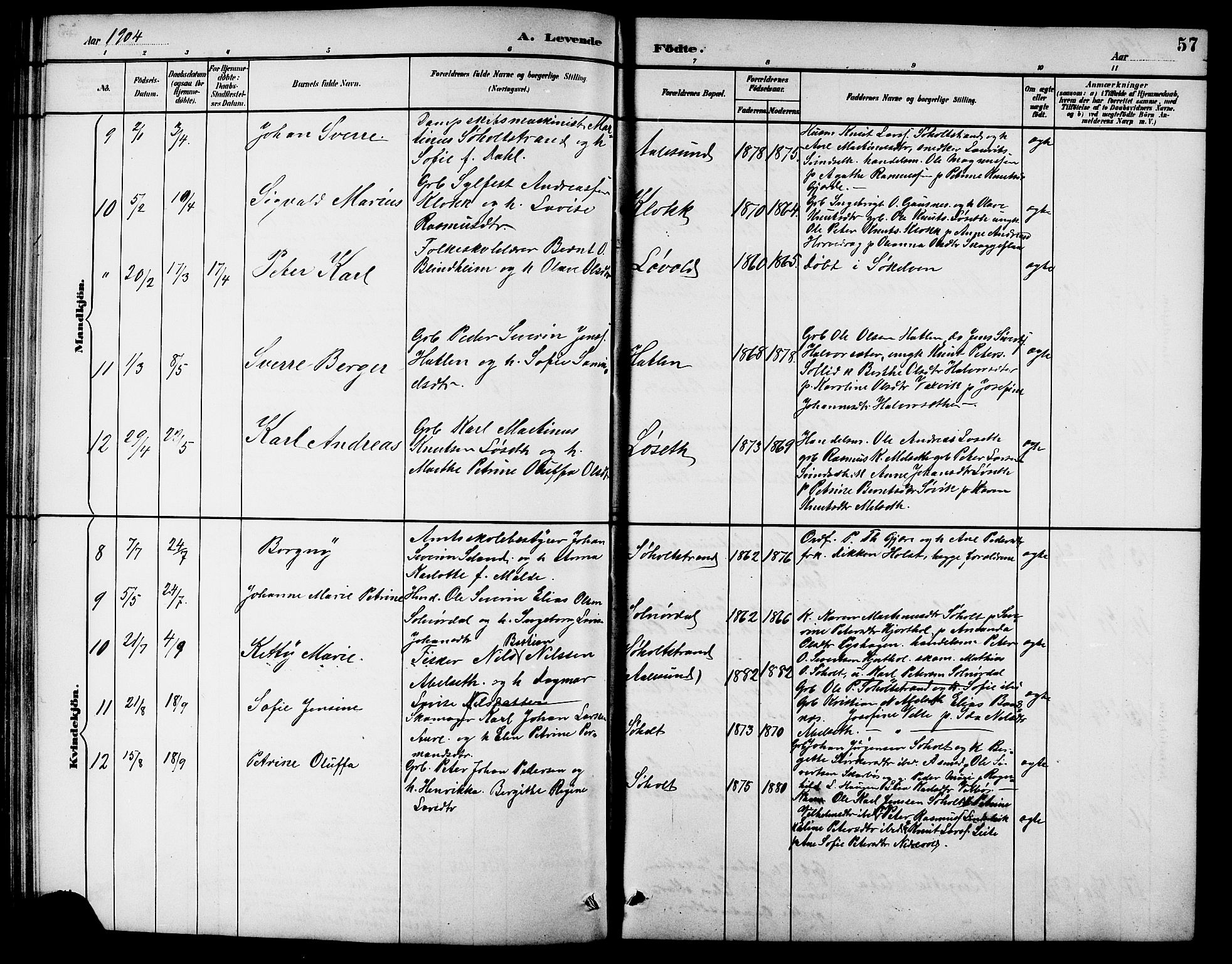 Ministerialprotokoller, klokkerbøker og fødselsregistre - Møre og Romsdal, AV/SAT-A-1454/522/L0327: Parish register (copy) no. 522C06, 1890-1915, p. 57