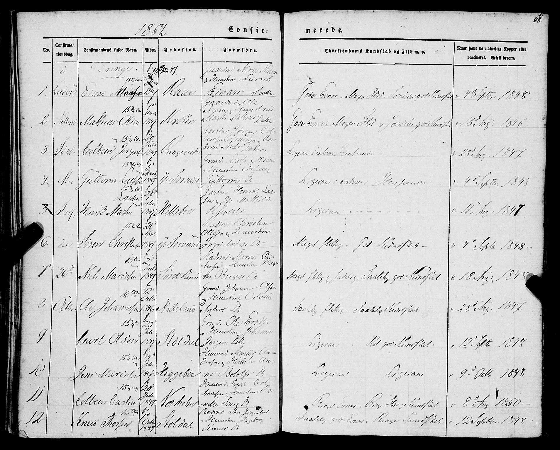 Lavik sokneprestembete, SAB/A-80901: Parish register (official) no. A 3, 1843-1863, p. 68