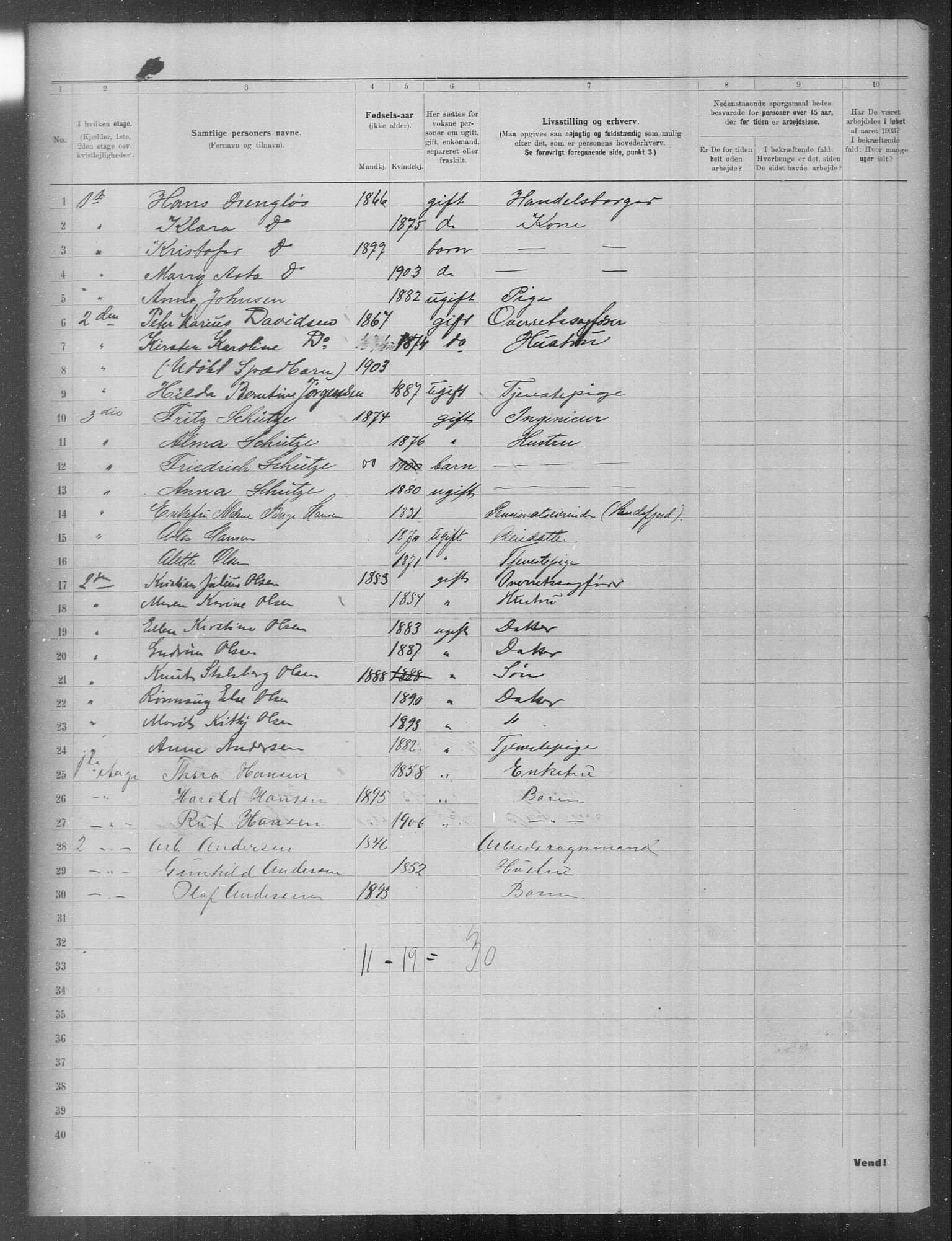 OBA, Municipal Census 1903 for Kristiania, 1903, p. 13645