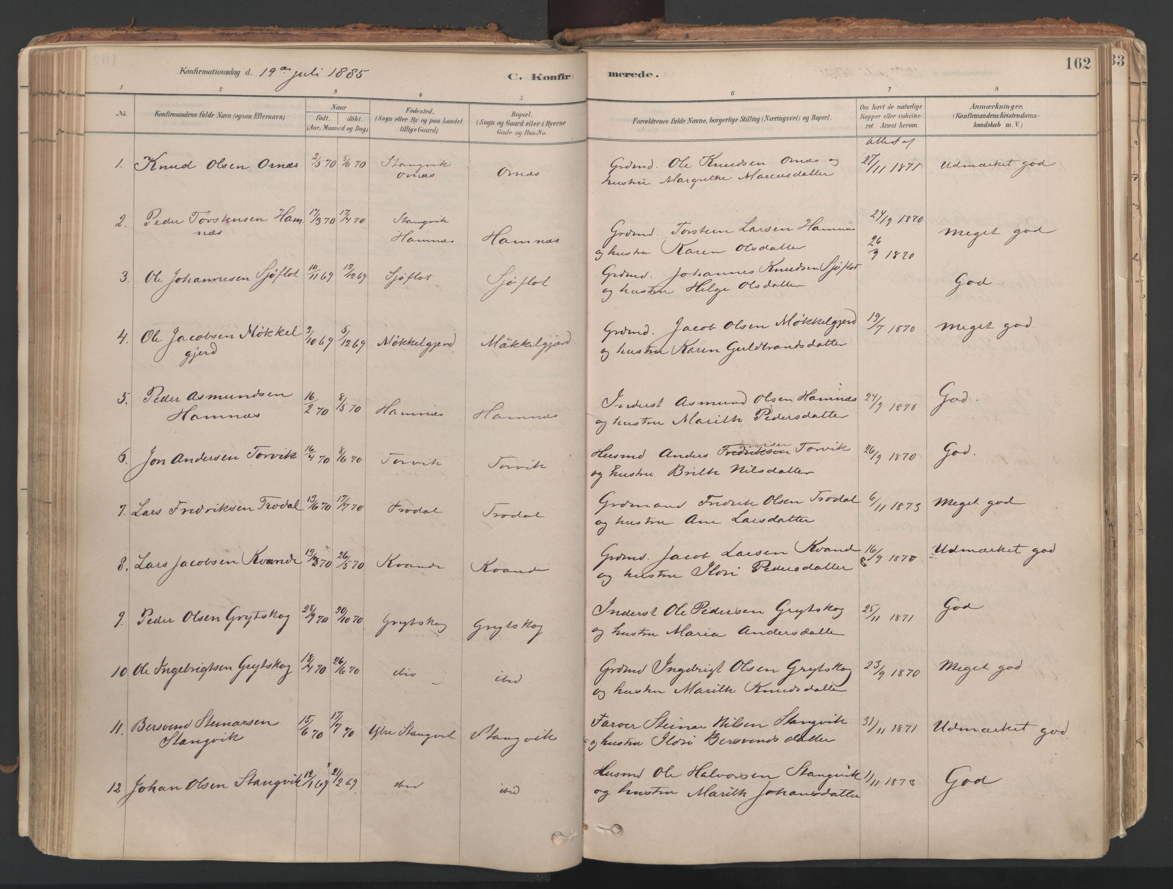 Ministerialprotokoller, klokkerbøker og fødselsregistre - Møre og Romsdal, AV/SAT-A-1454/592/L1029: Parish register (official) no. 592A07, 1879-1902, p. 162