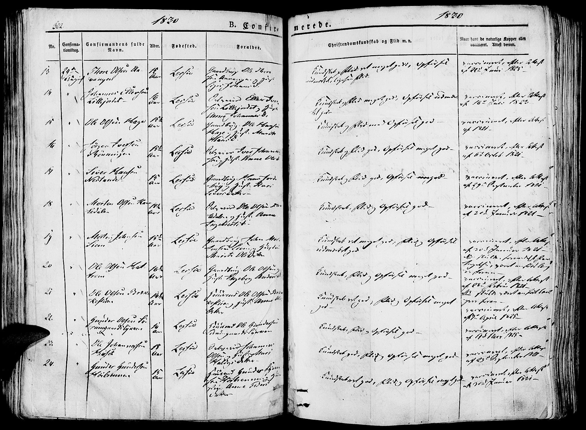 Lesja prestekontor, SAH/PREST-068/H/Ha/Haa/L0005: Parish register (official) no. 5, 1830-1842, p. 302