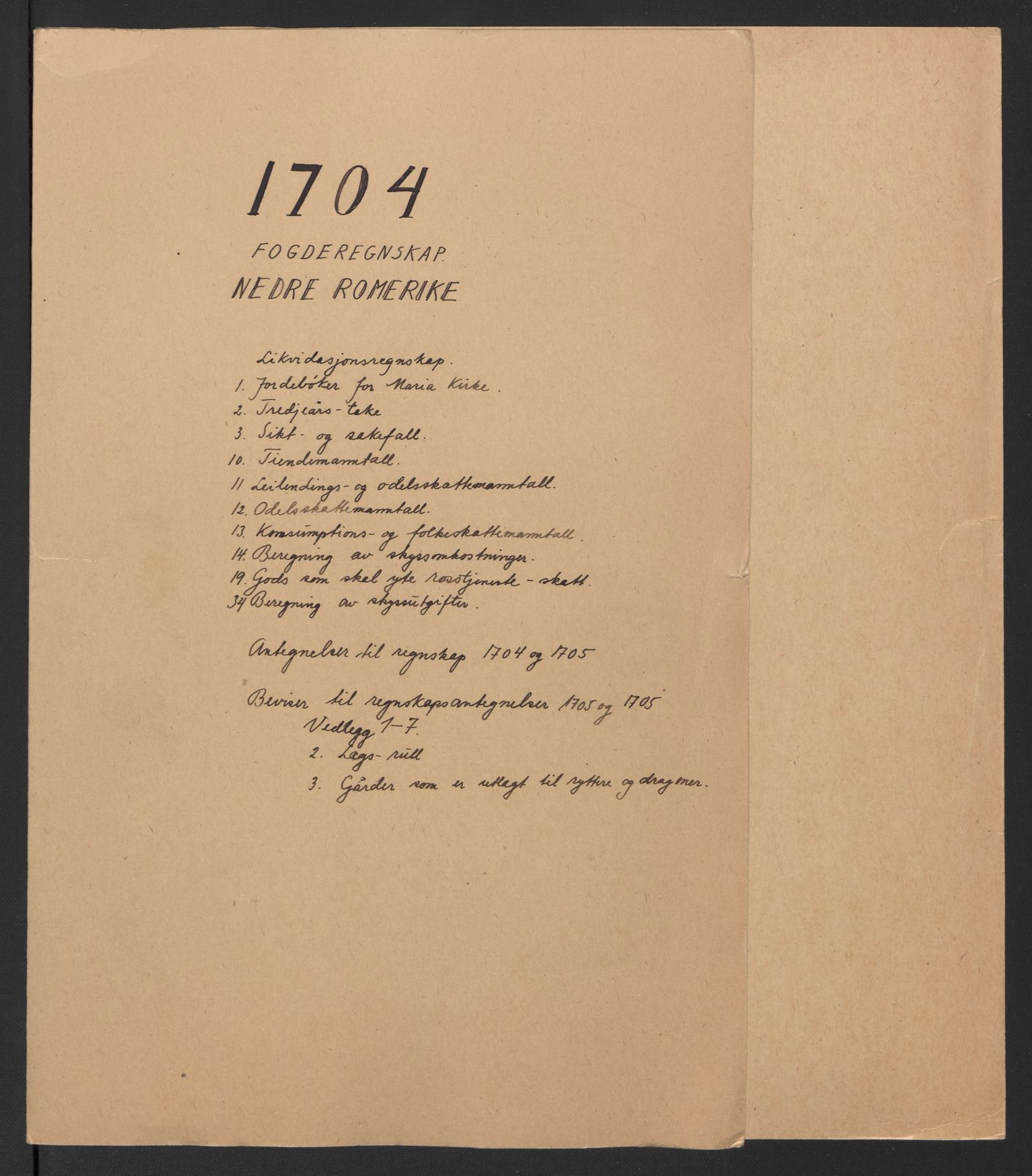 Rentekammeret inntil 1814, Reviderte regnskaper, Fogderegnskap, AV/RA-EA-4092/R11/L0588: Fogderegnskap Nedre Romerike, 1704, p. 2