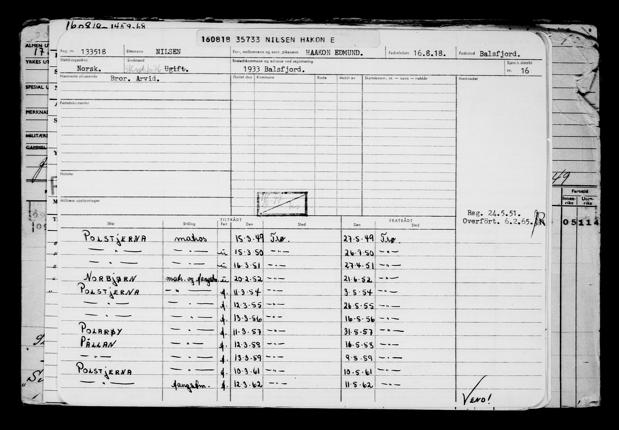 Direktoratet for sjømenn, AV/RA-S-3545/G/Gb/L0161: Hovedkort, 1918, p. 349