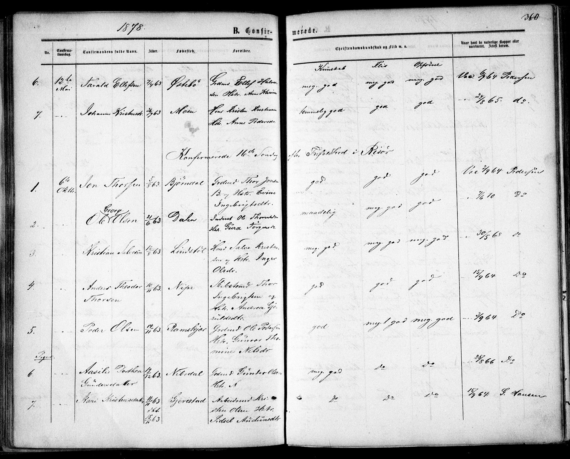 Søndeled sokneprestkontor, AV/SAK-1111-0038/F/Fa/L0003: Parish register (official) no. A 3, 1861-1879, p. 360