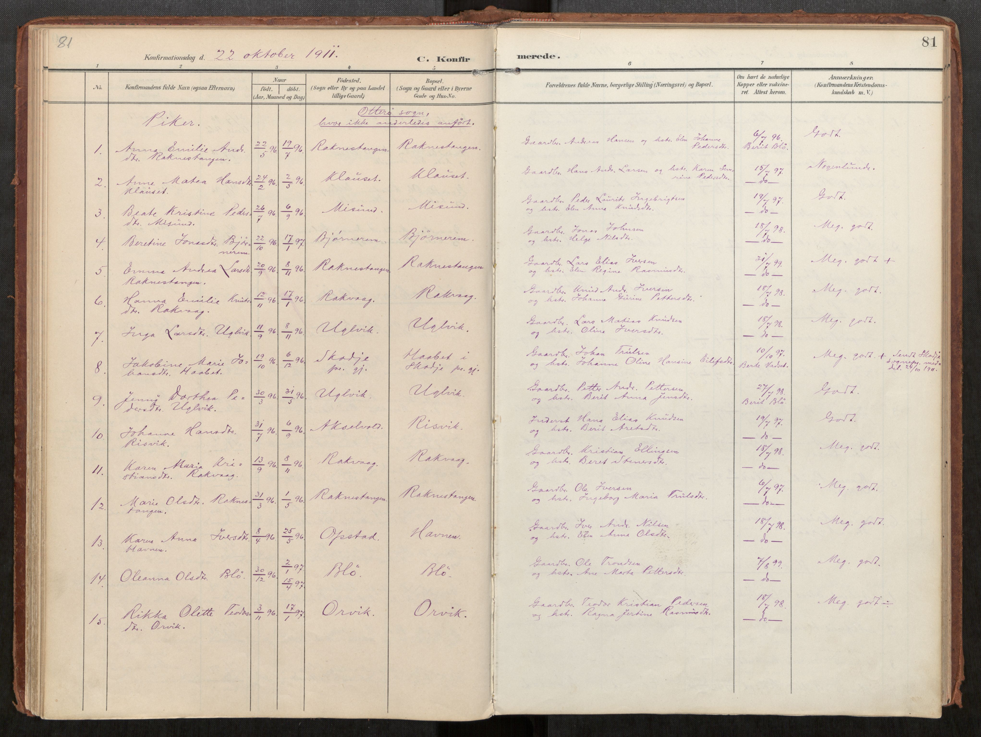 Ministerialprotokoller, klokkerbøker og fødselsregistre - Møre og Romsdal, AV/SAT-A-1454/563/L0740: Parish register (official) no. 563A02, 1903-1923, p. 81