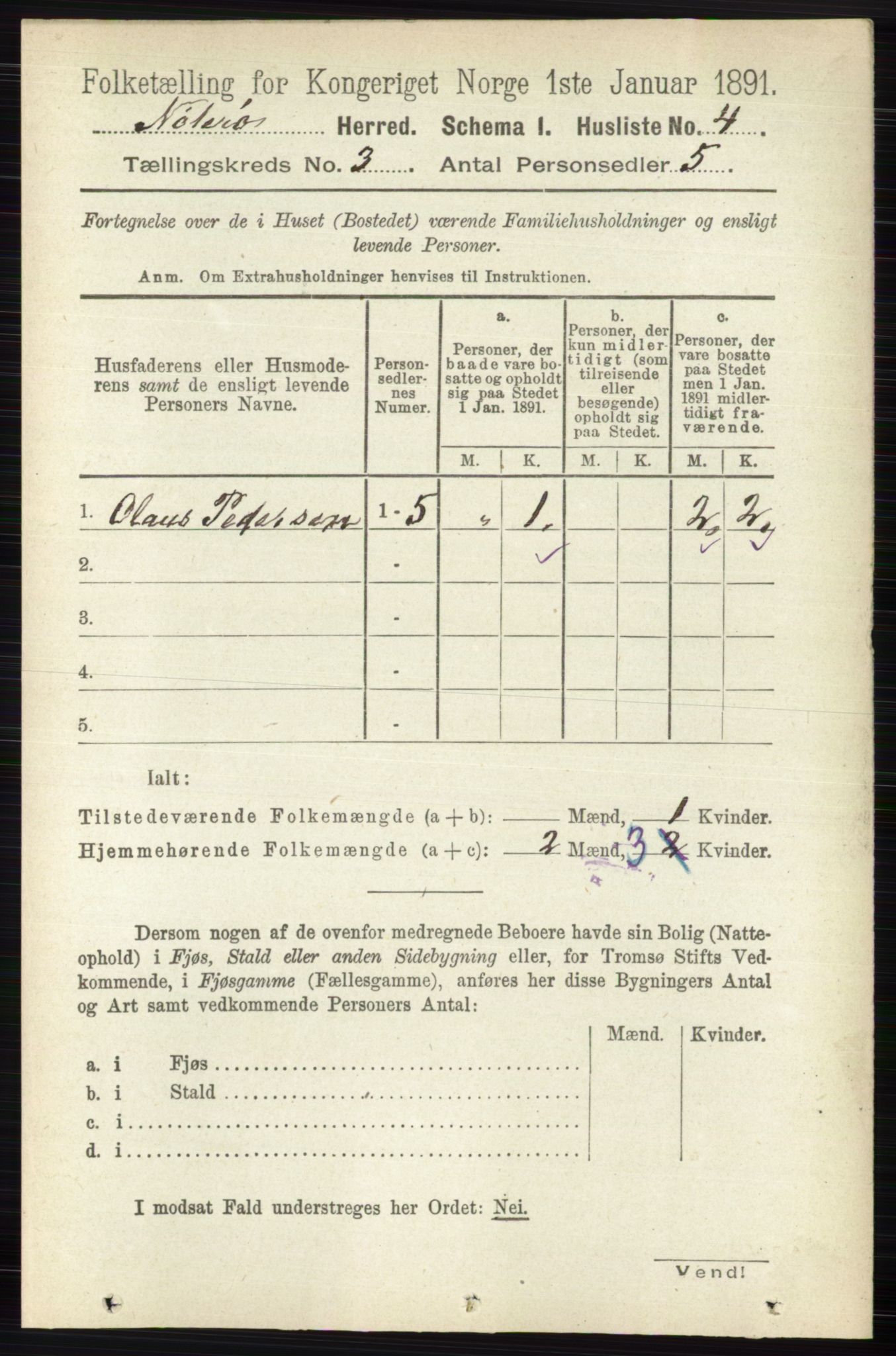 RA, 1891 census for 0722 Nøtterøy, 1891, p. 1483