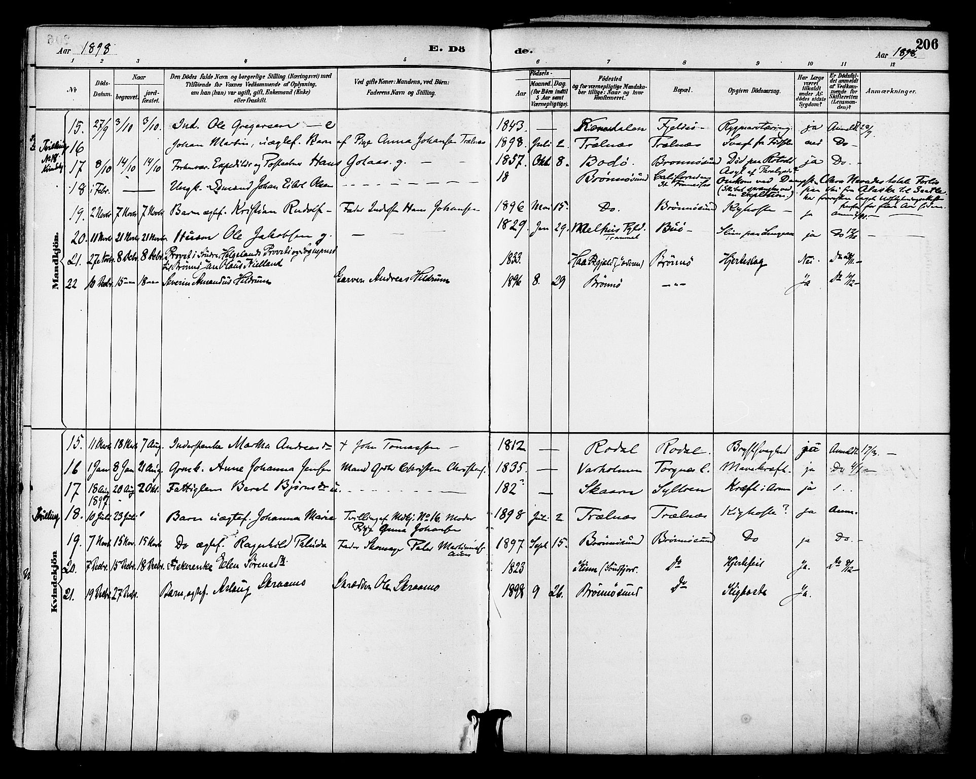 Ministerialprotokoller, klokkerbøker og fødselsregistre - Nordland, SAT/A-1459/813/L0200: Parish register (official) no. 813A10, 1886-1900, p. 206