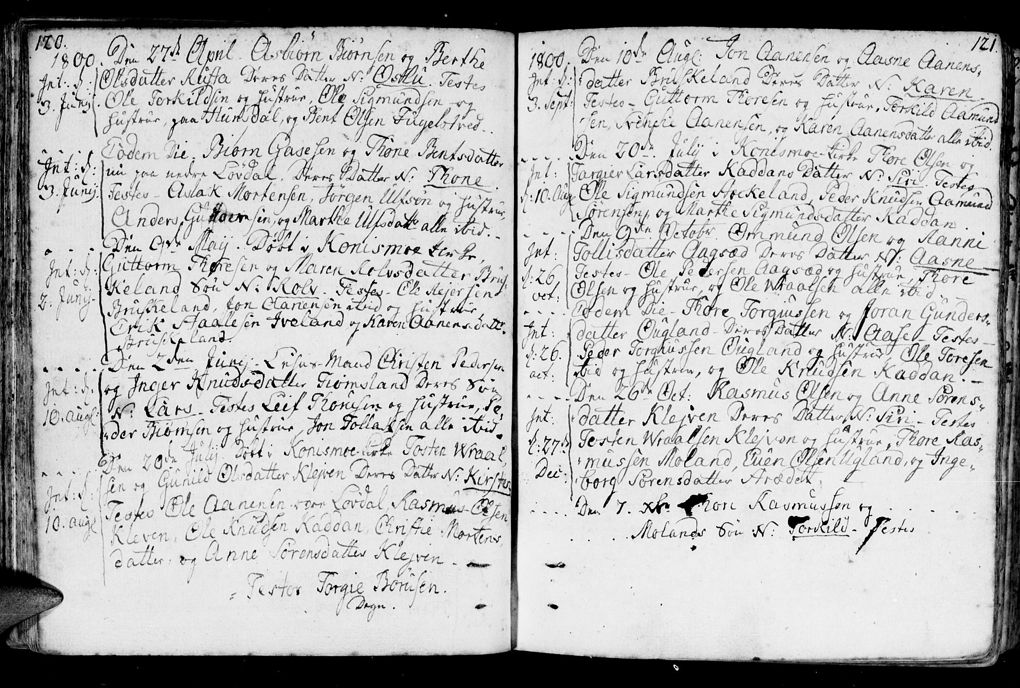 Holum sokneprestkontor, SAK/1111-0022/F/Fa/Fab/L0004: Parish register (official) no. A 4, 1774-1847, p. 120-121