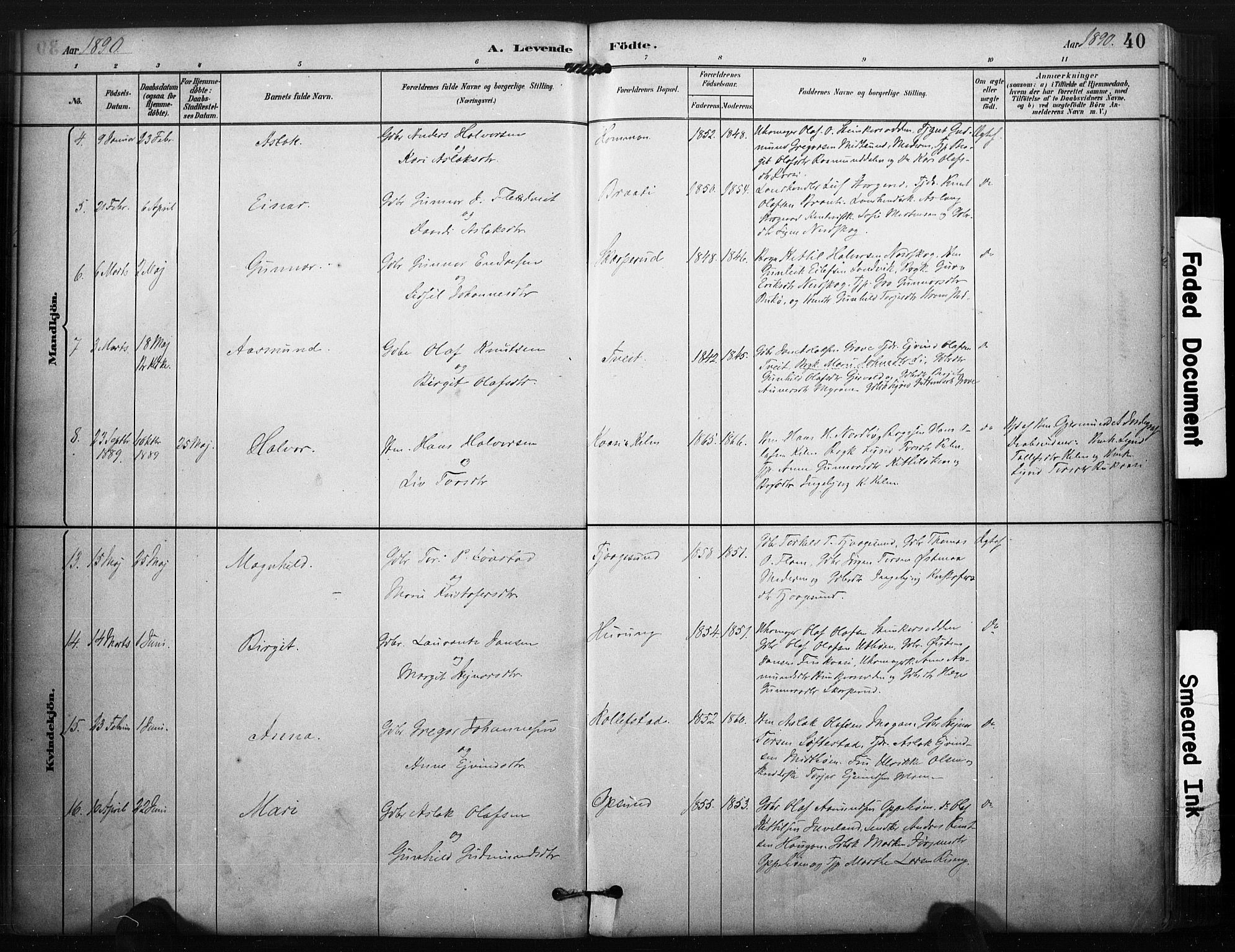 Kviteseid kirkebøker, SAKO/A-276/F/Fa/L0008: Parish register (official) no. I 8, 1882-1903, p. 40