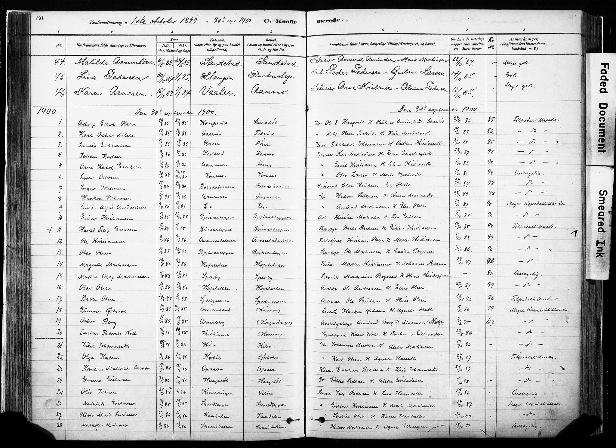 Hof prestekontor, AV/SAH-PREST-038/H/Ha/Haa/L0010: Parish register (official) no. 10, 1878-1909, p. 181