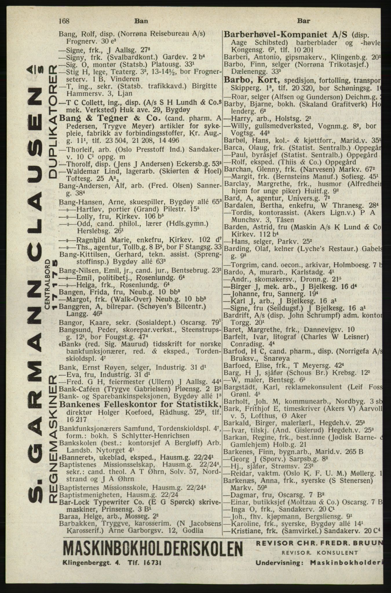 Kristiania/Oslo adressebok, PUBL/-, 1940, p. 186