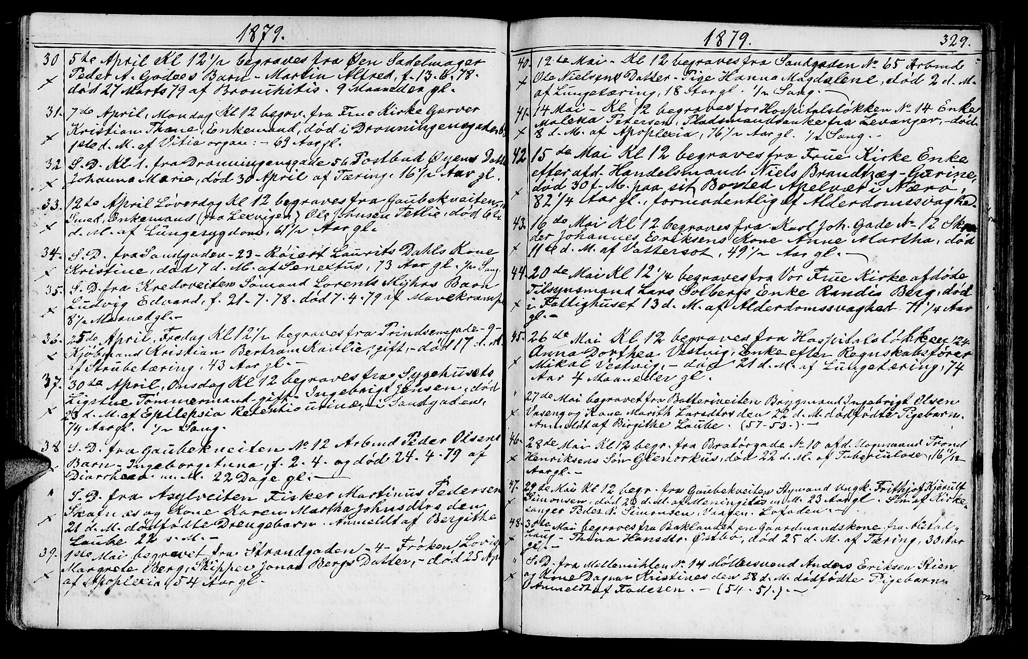 Ministerialprotokoller, klokkerbøker og fødselsregistre - Sør-Trøndelag, SAT/A-1456/602/L0142: Parish register (copy) no. 602C10, 1872-1894, p. 329