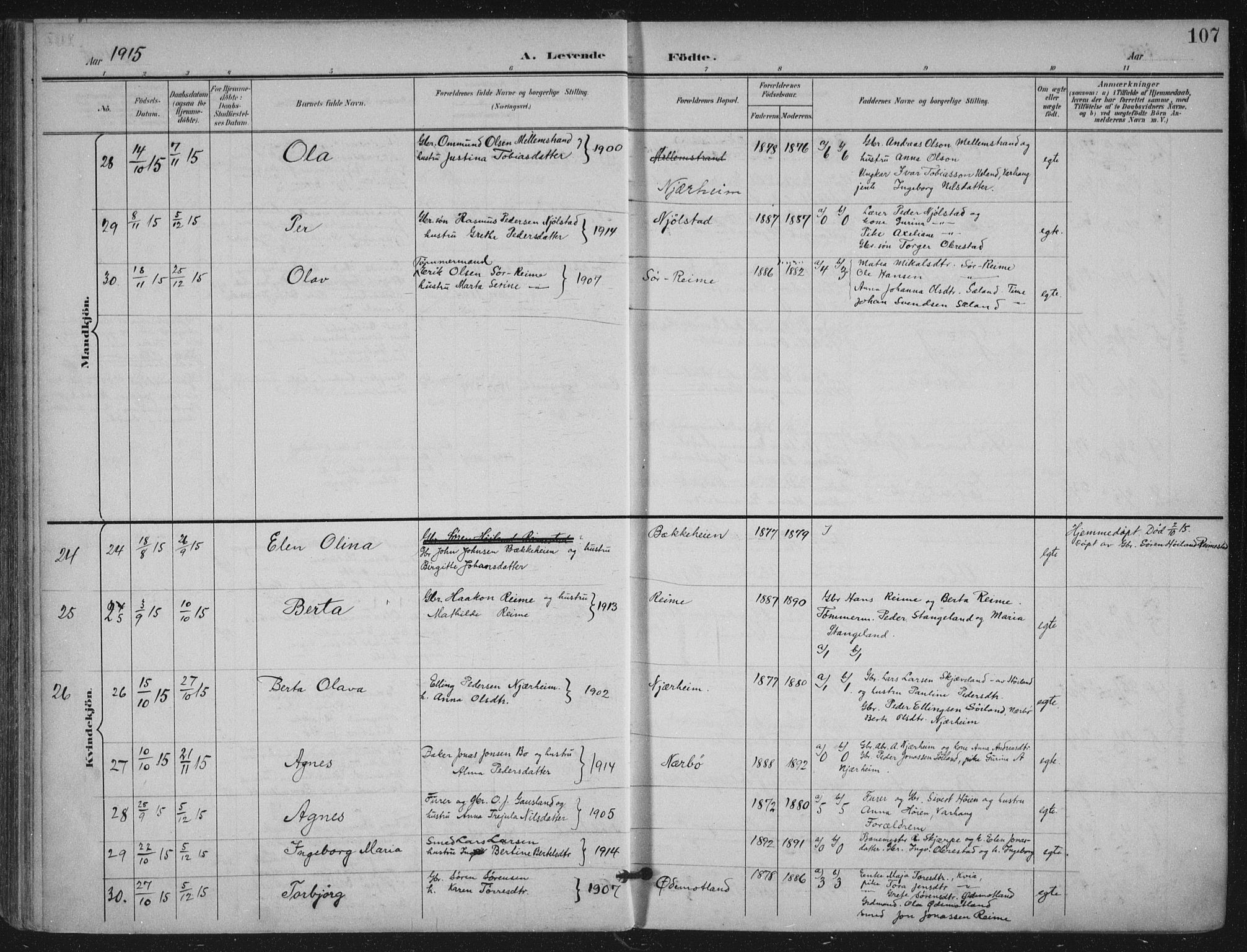 Hå sokneprestkontor, AV/SAST-A-101801/002/B/L0001: Parish register (official) no. A 11, 1897-1924, p. 107