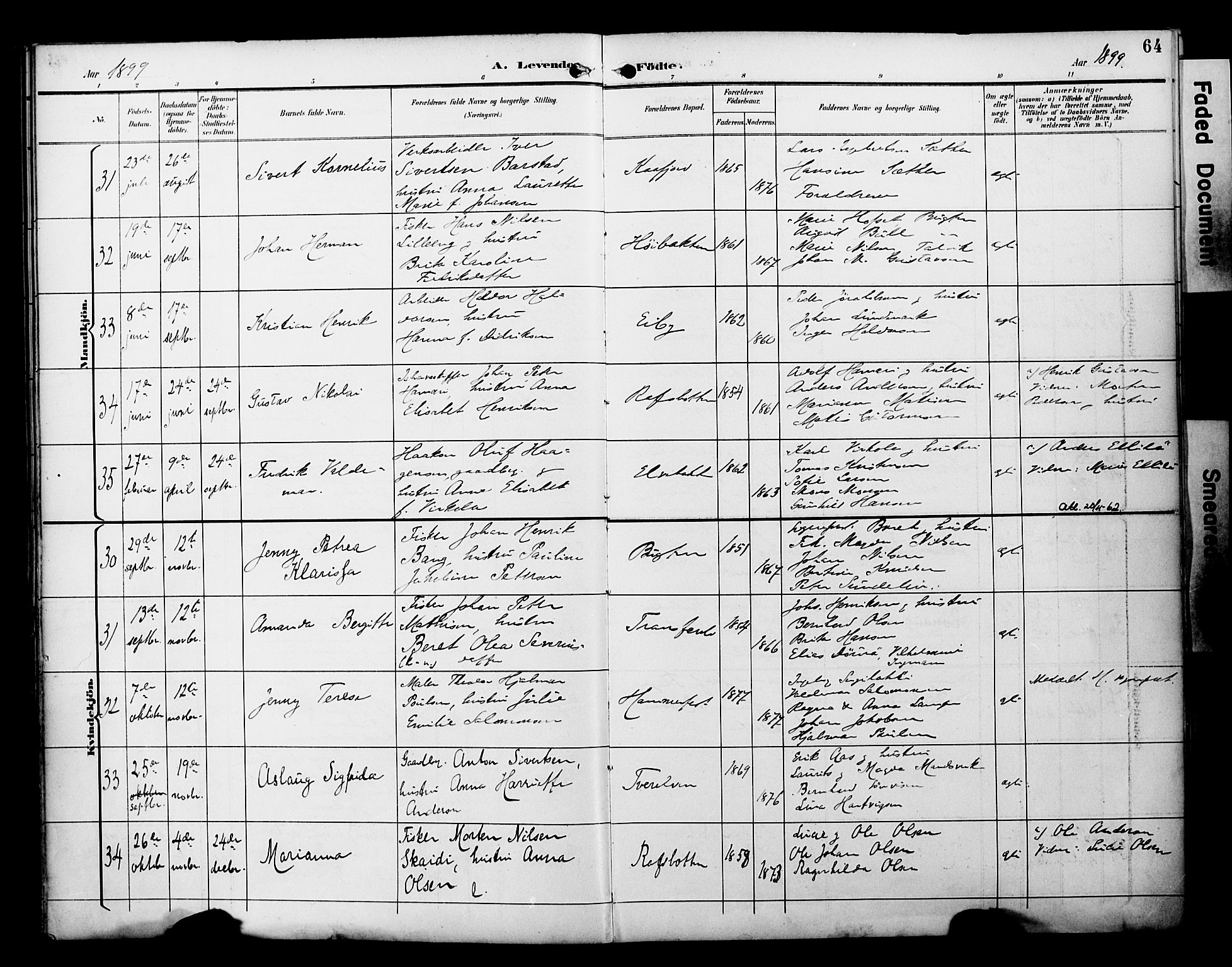 Alta sokneprestkontor, AV/SATØ-S-1338/H/Ha/L0003.kirke: Parish register (official) no. 3, 1892-1904, p. 64