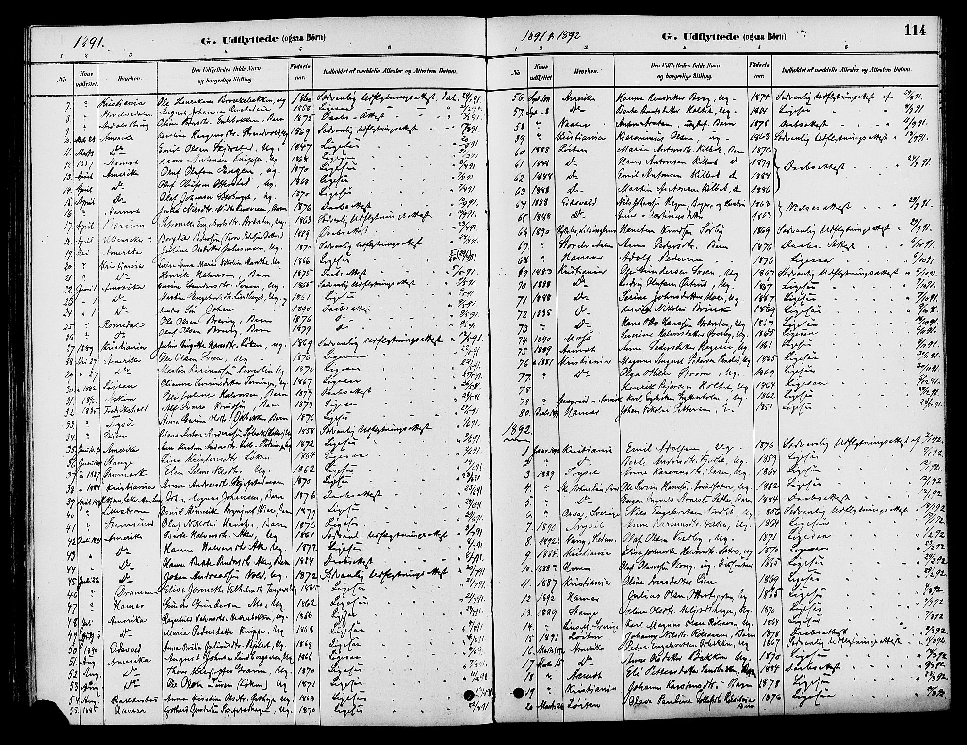 Elverum prestekontor, SAH/PREST-044/H/Ha/Haa/L0012: Parish register (official) no. 12, 1880-1893, p. 114