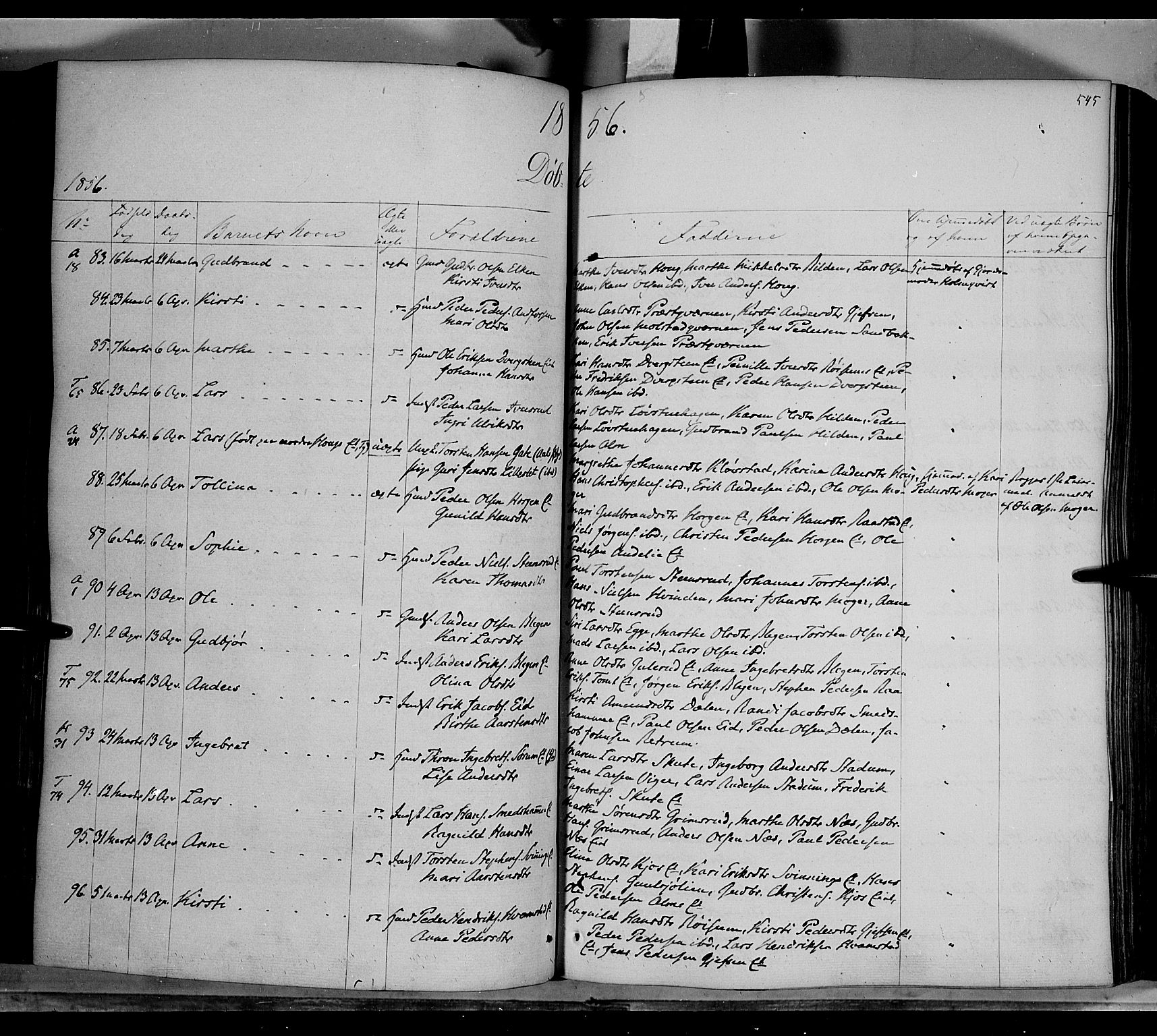 Gran prestekontor, AV/SAH-PREST-112/H/Ha/Haa/L0011: Parish register (official) no. 11, 1842-1856, p. 544-545