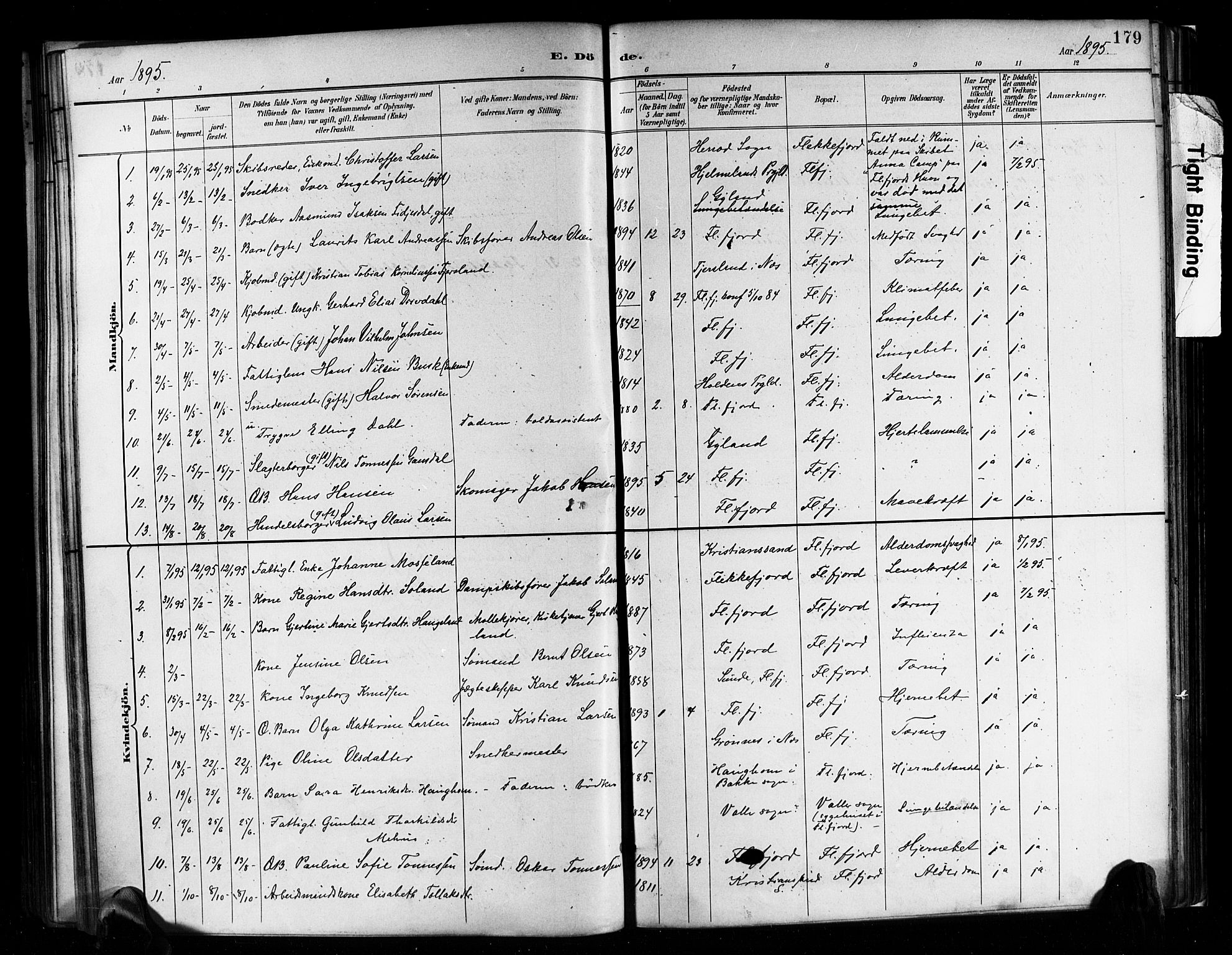 Flekkefjord sokneprestkontor, AV/SAK-1111-0012/F/Fa/Faa/L0001: Parish register (official) no. A 1, 1885-1900, p. 179